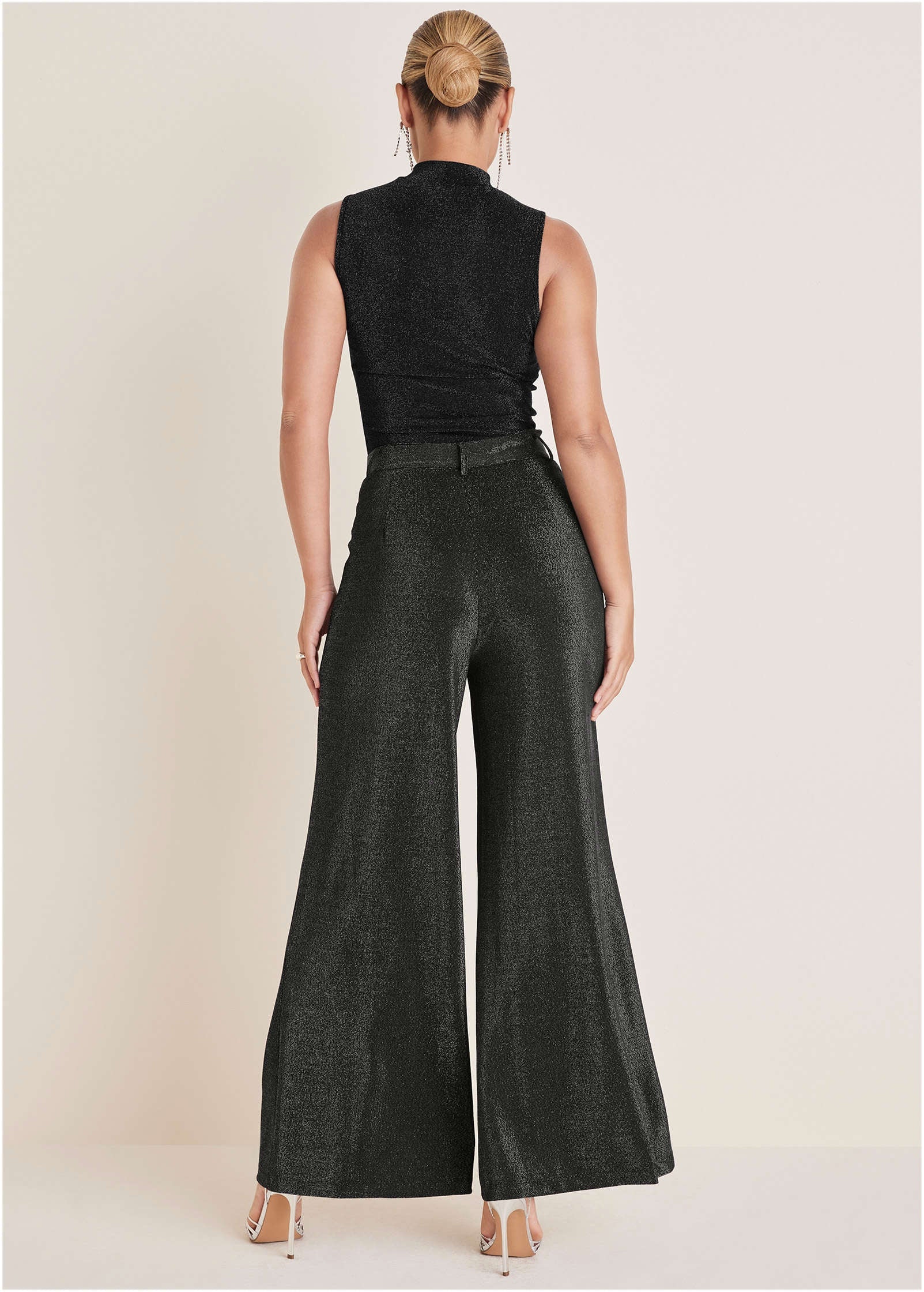 Glitter Knit Mock Neck Tank - Jet Black Glitter Knit - Image 3