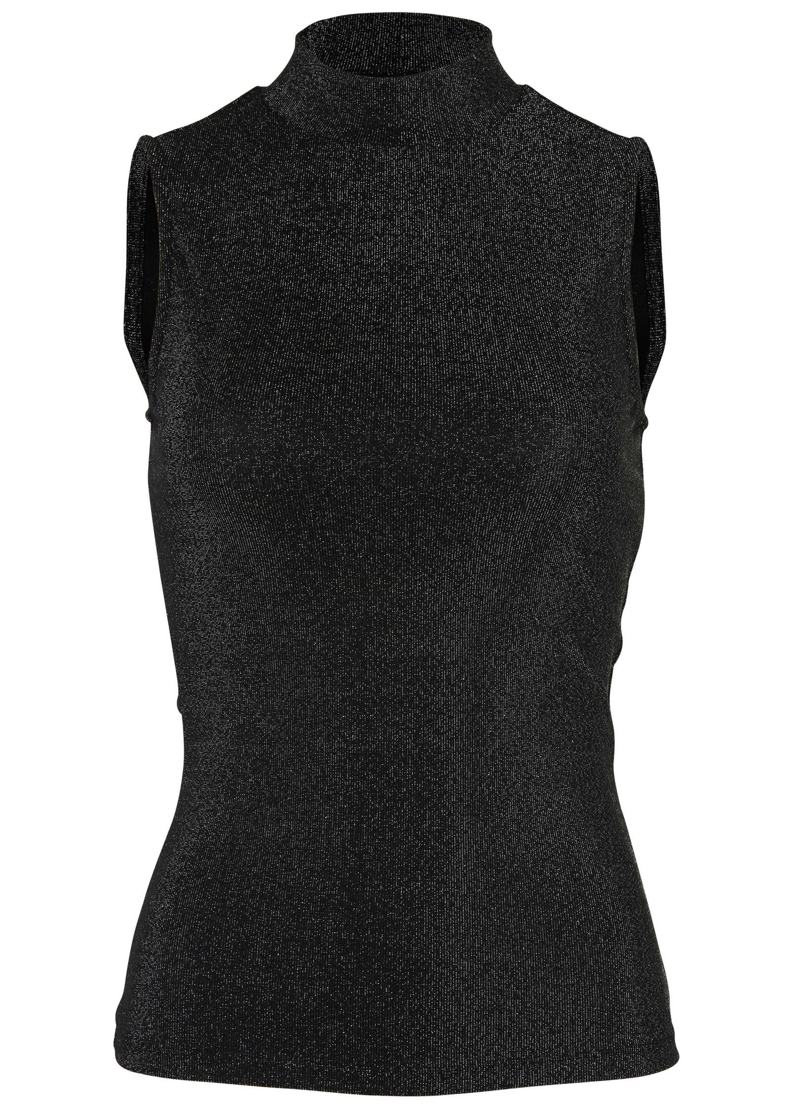 Glitter Knit Mock Neck Tank - Jet Black Glitter Knit - Image 5