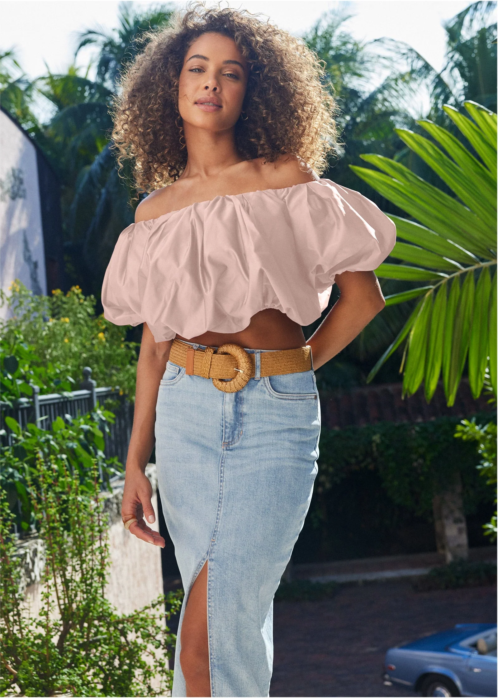 Bubble Crop Top - Blush