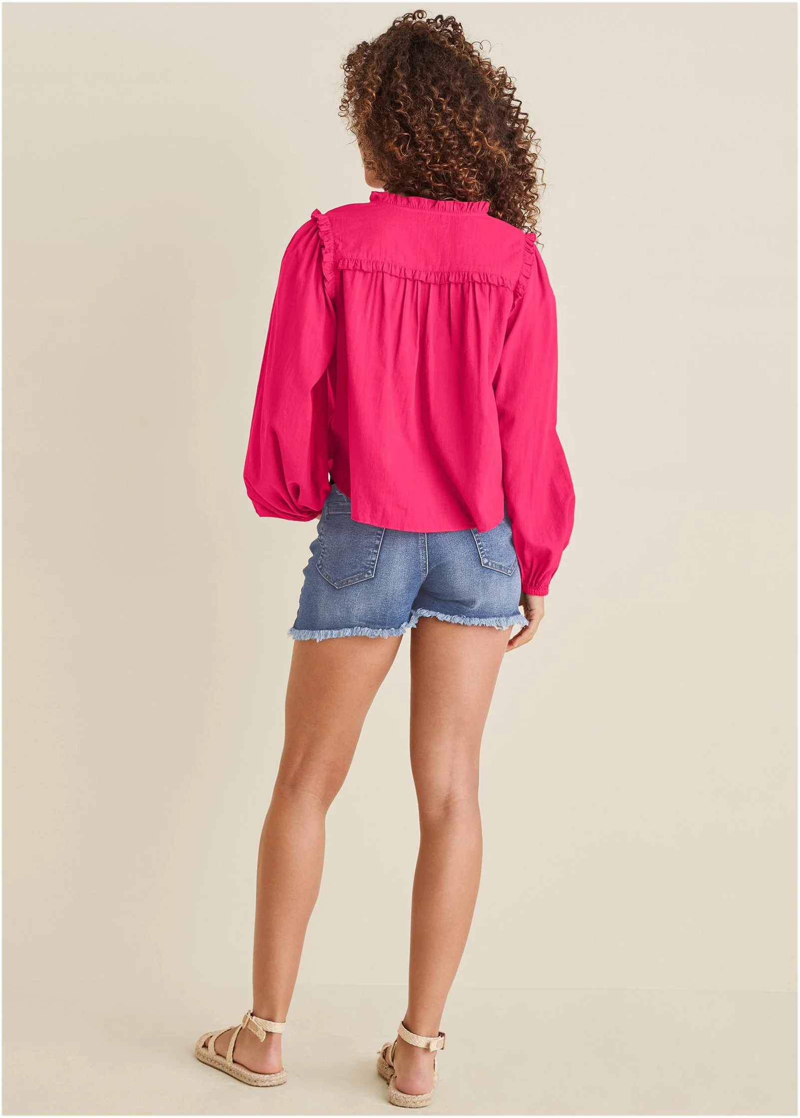 Tassel Long Sleeve Top - Dark Pink - Image 4