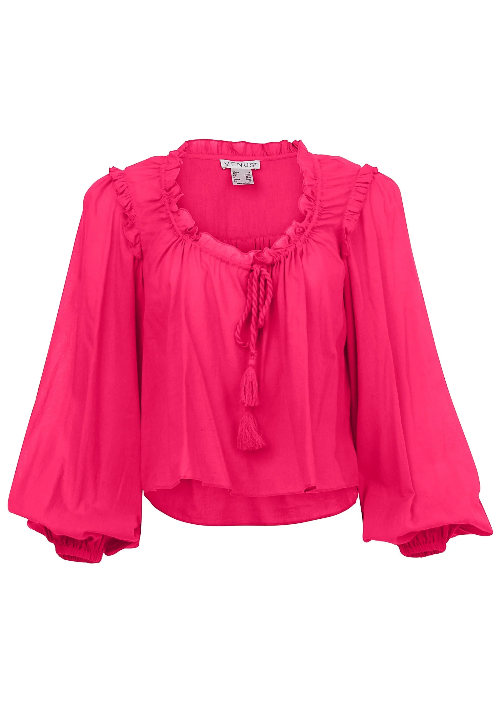 Tassel Long Sleeve Top - Dark Pink - Image 5