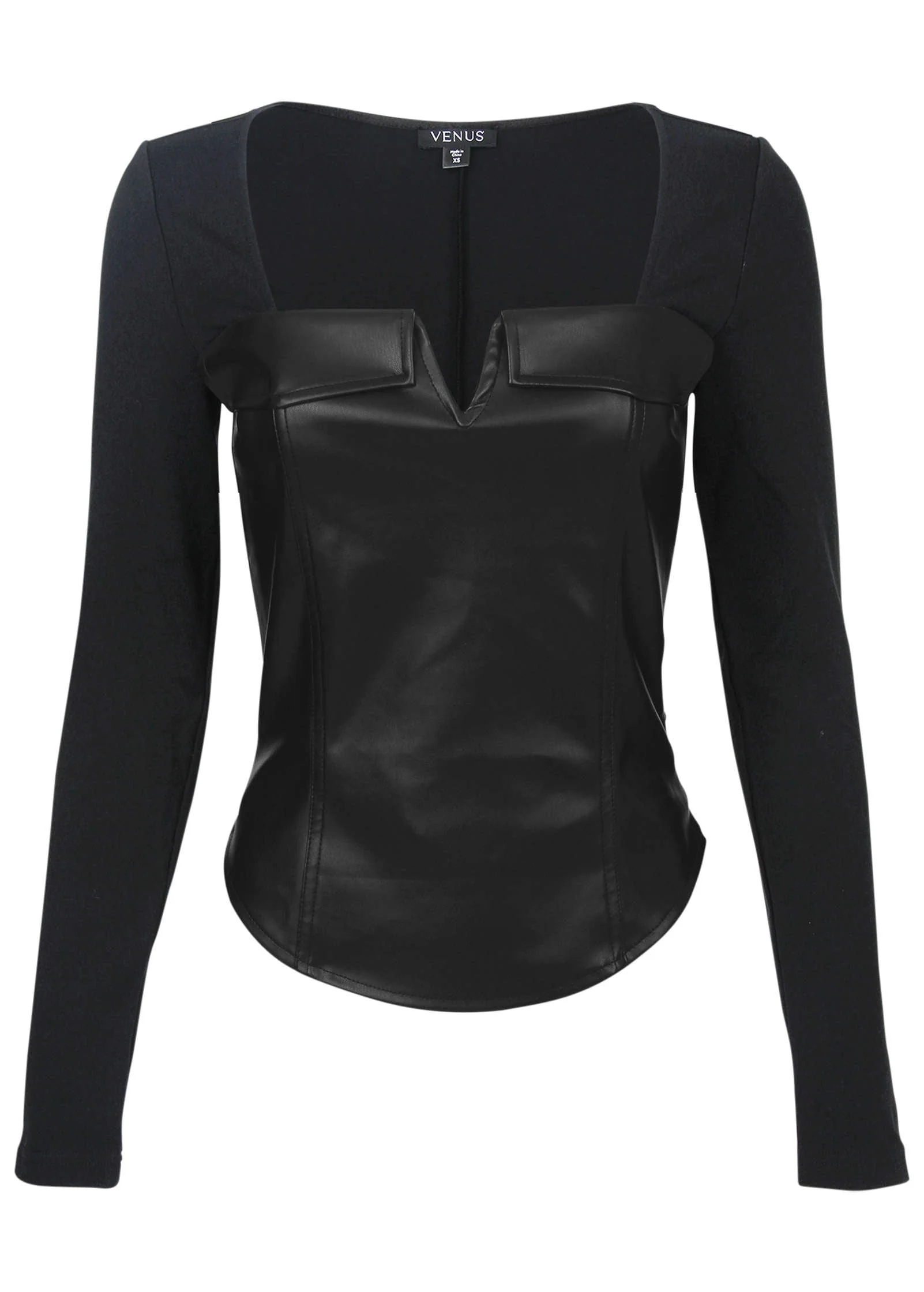 Faux Leather Corset Top - Jet Black - Image 4