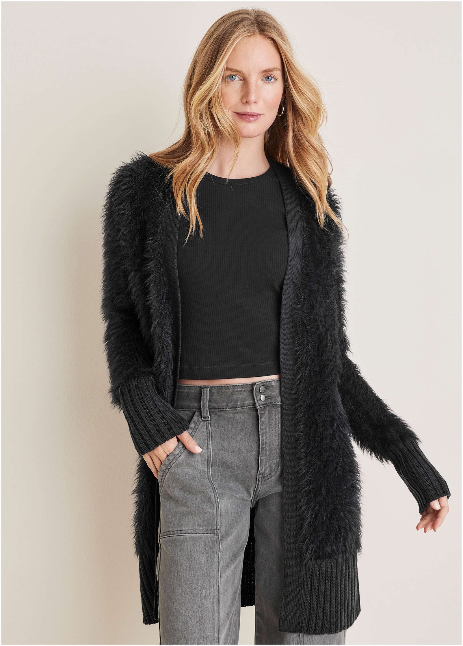 Eyelash Cardigan - Jet Black
