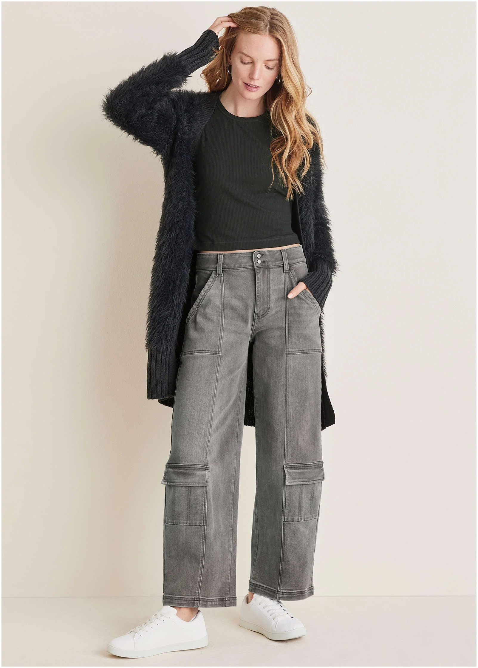 Eyelash Cardigan - Jet Black - Image 3