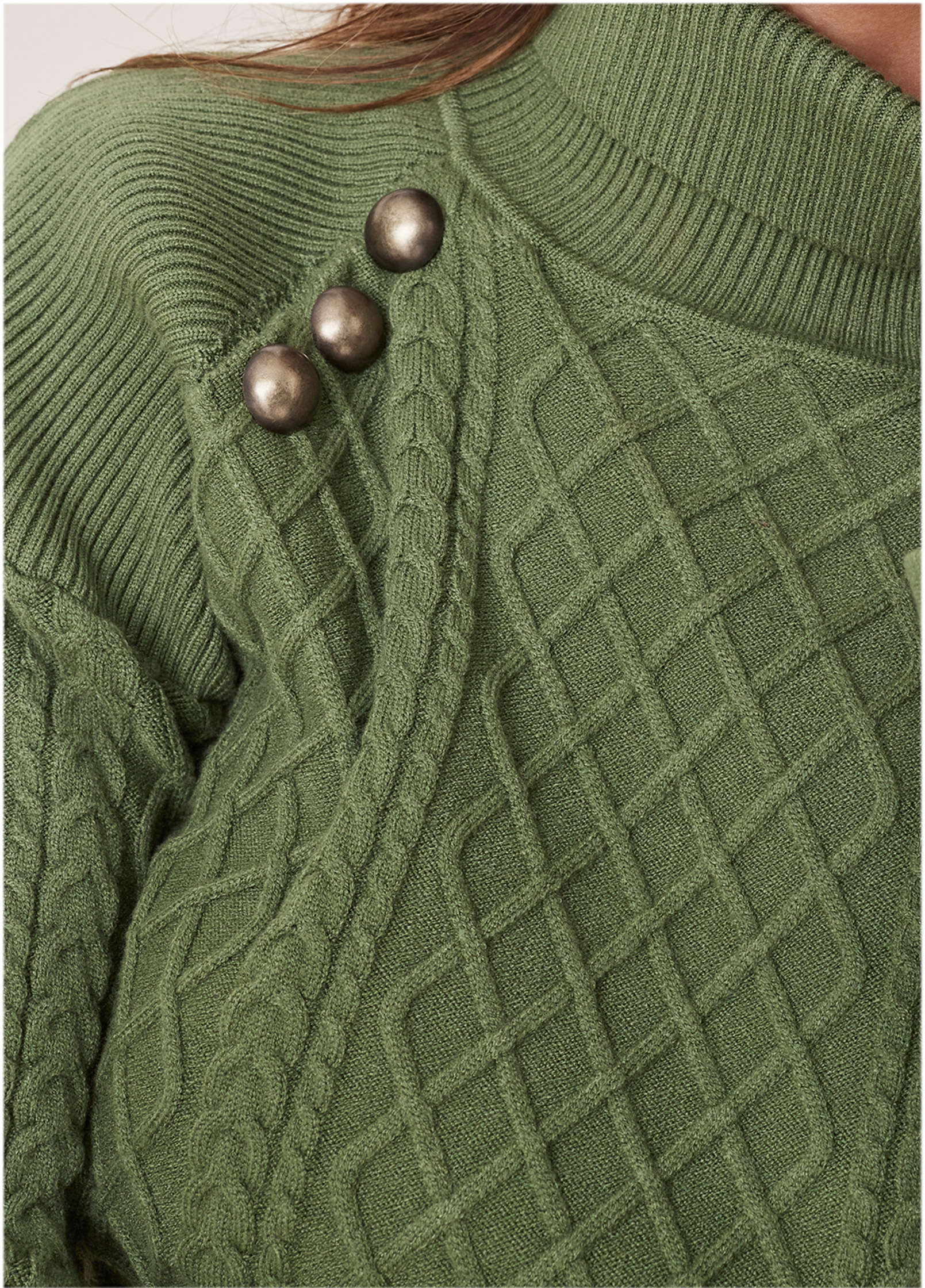 Military Button Sweater - Bronze Green - Image 3