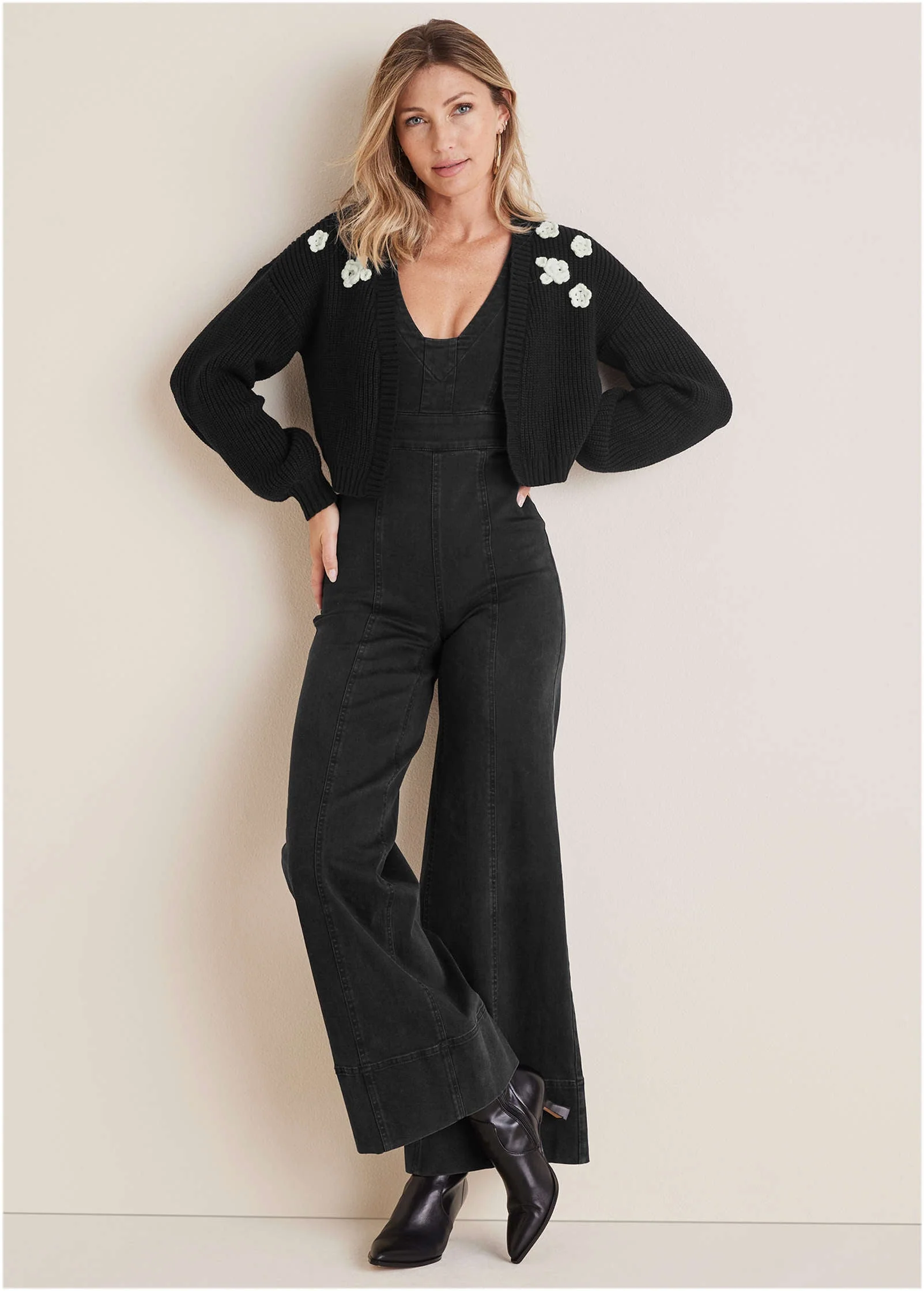 Floral Cardigan - Jet Black - Image 6