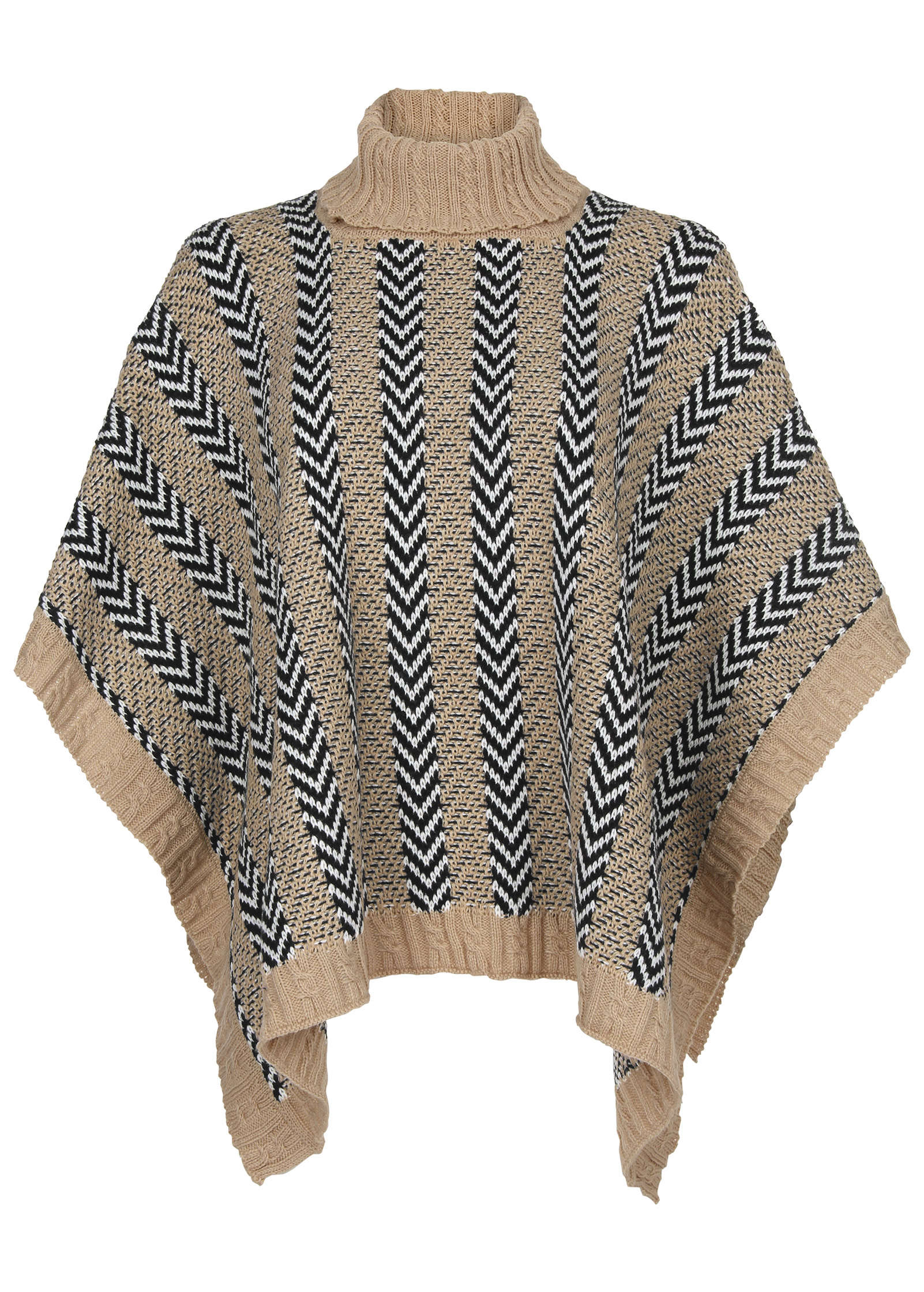 Sweater Poncho - Tan Combo - Image 6