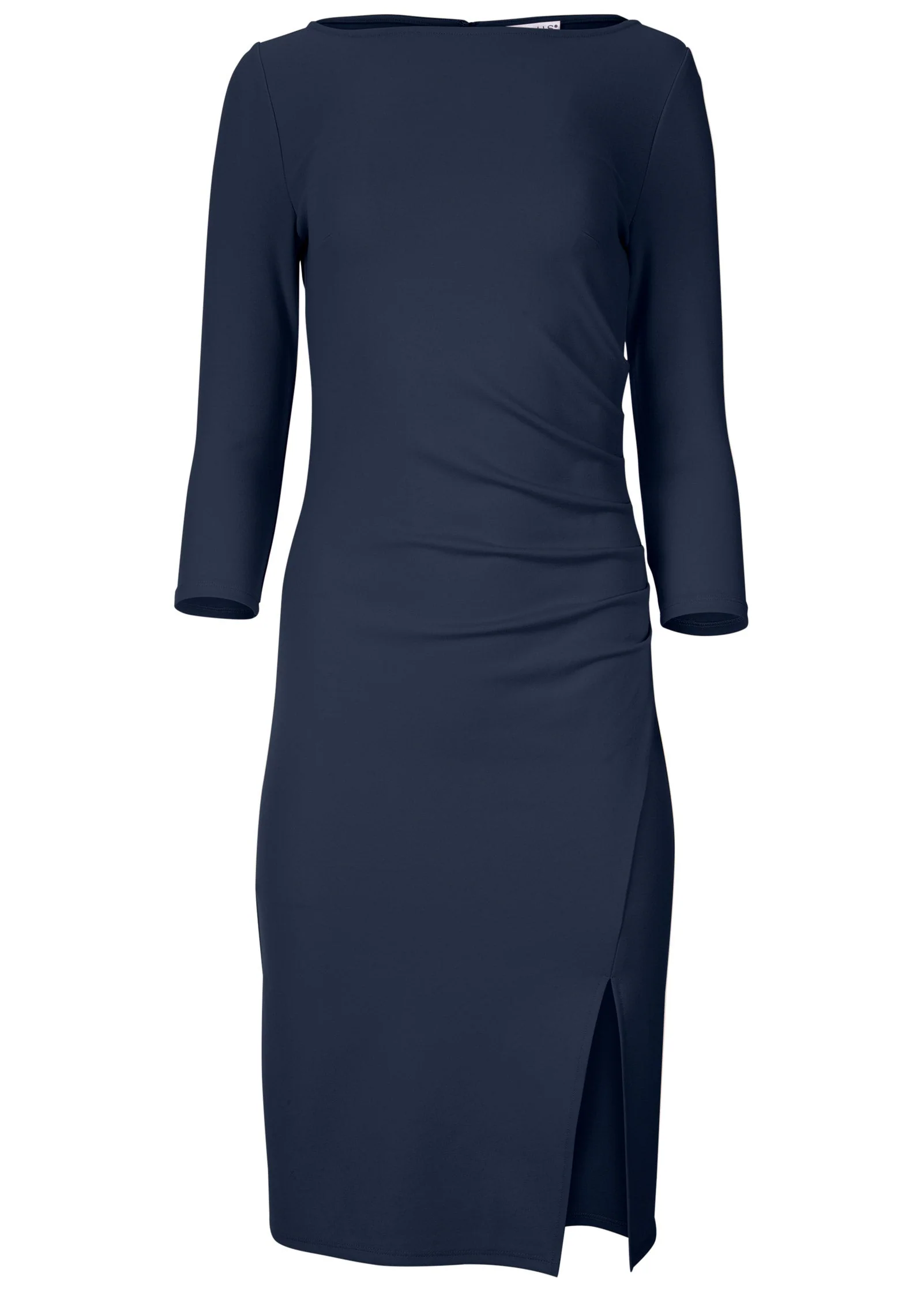 Ponte Ruched Dress - Navy - Image 3