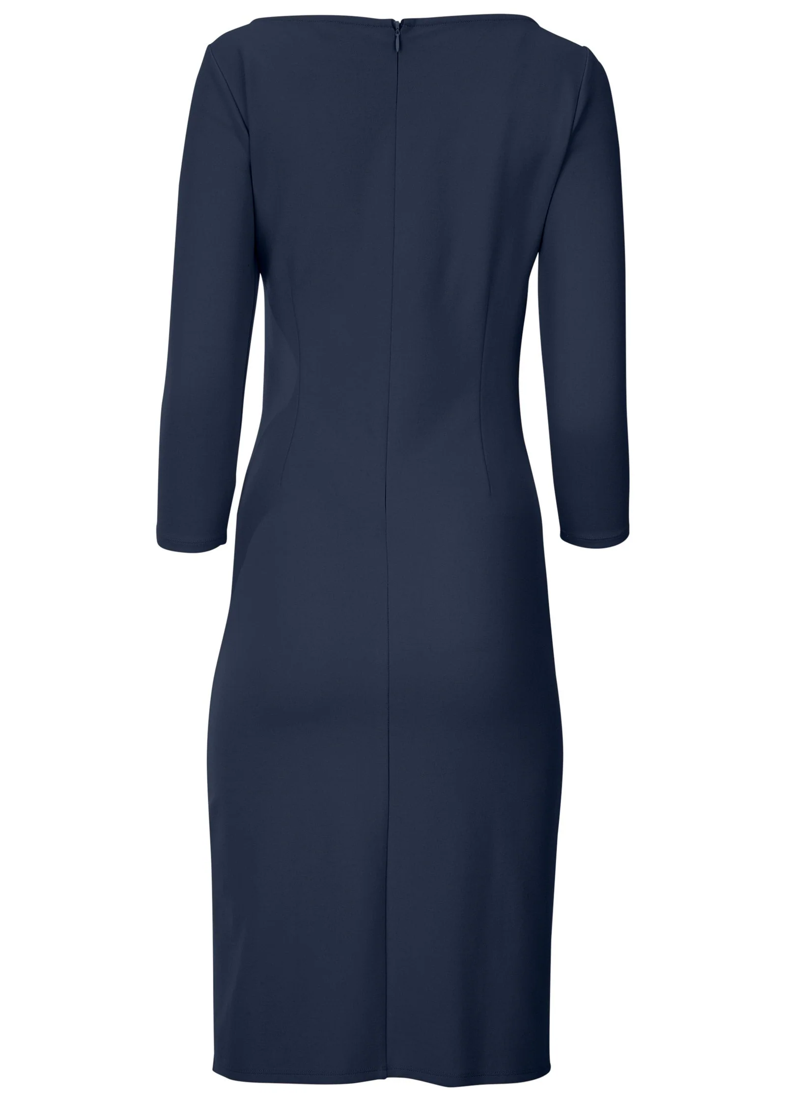 Ponte Ruched Dress - Navy - Image 4