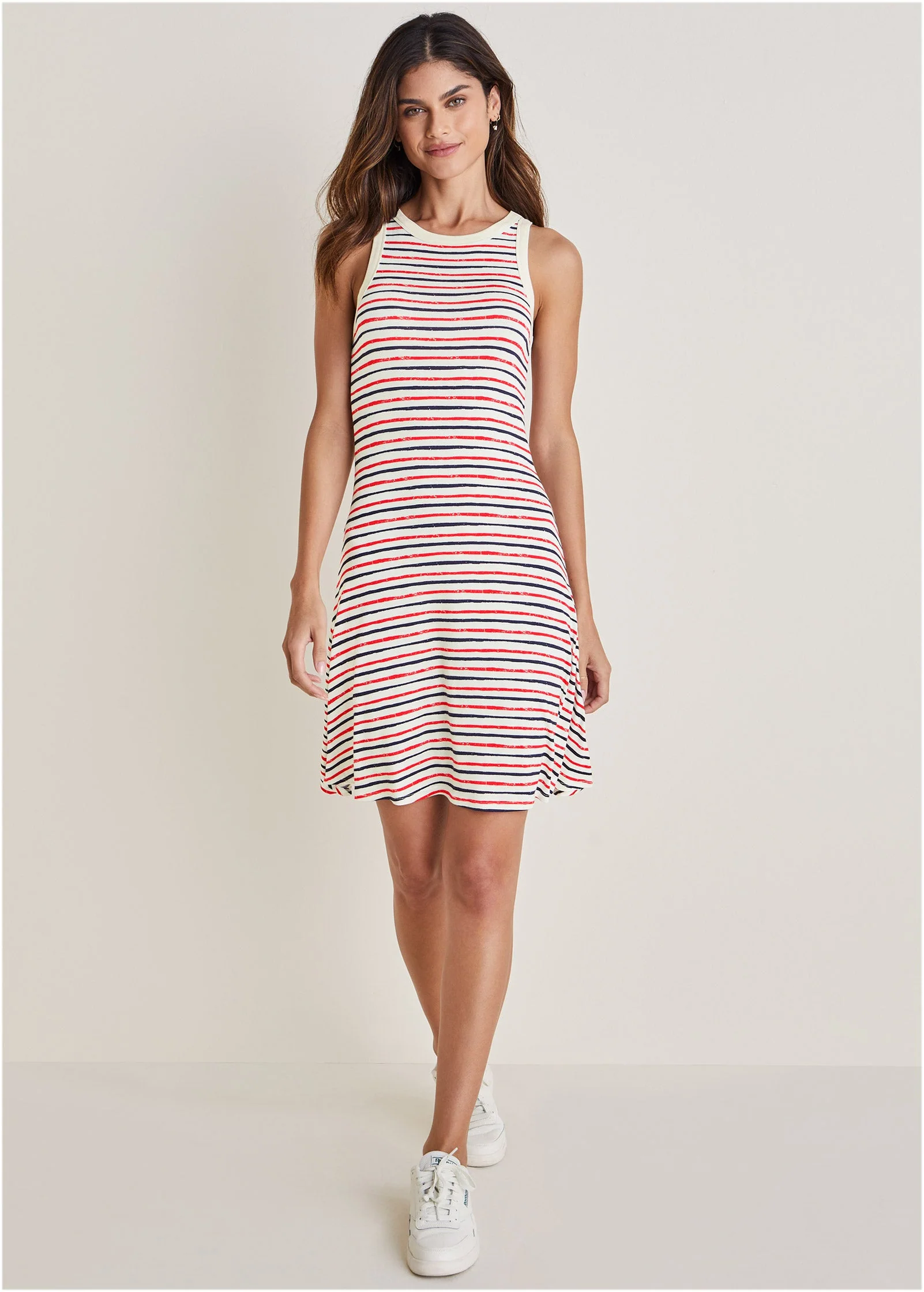 Printed Fit And Flare Dress - Tricolor Boardwalk Stripe - Image 2