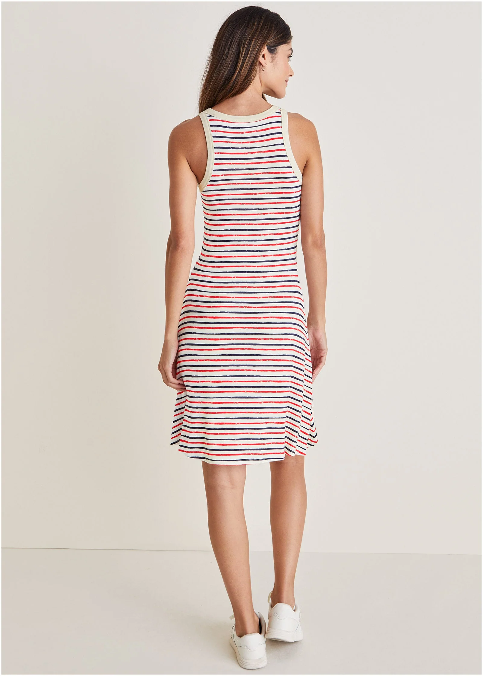 Printed Fit And Flare Dress - Tricolor Boardwalk Stripe - Image 3