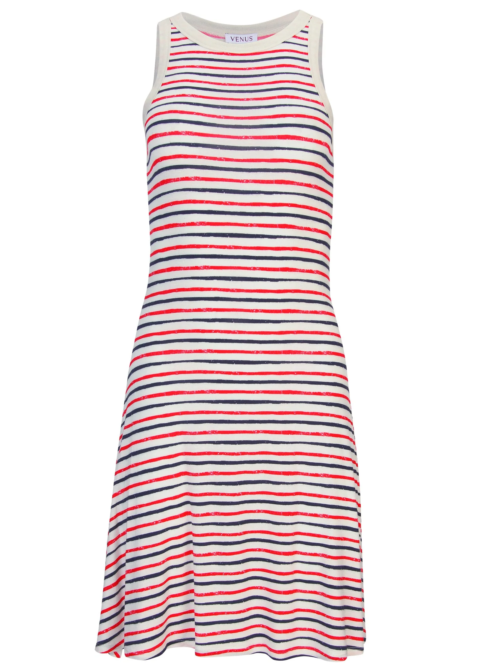 Printed Fit And Flare Dress - Tricolor Boardwalk Stripe - Image 4