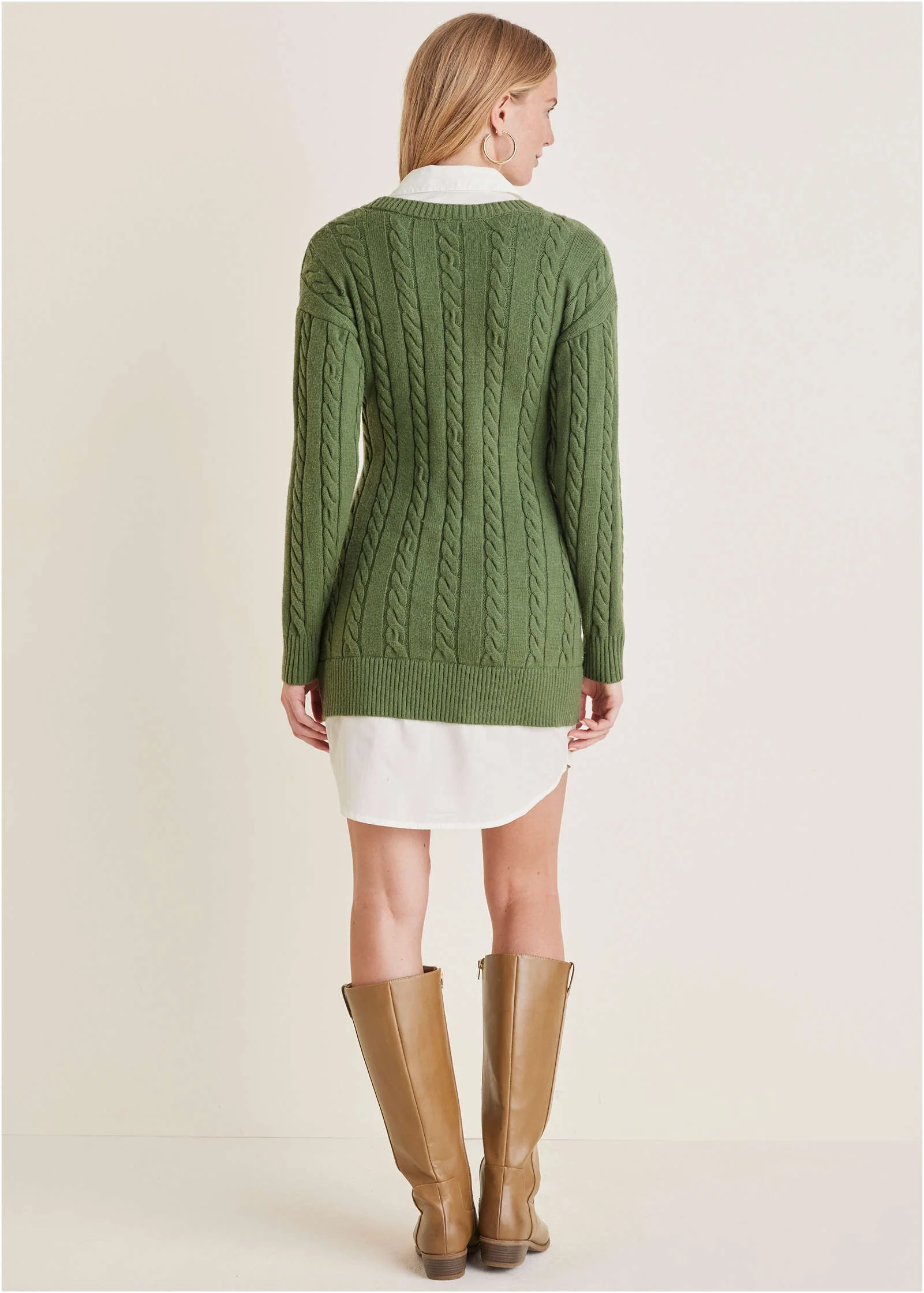 Twofer Sweater Dress - Bronze Green - Image 2