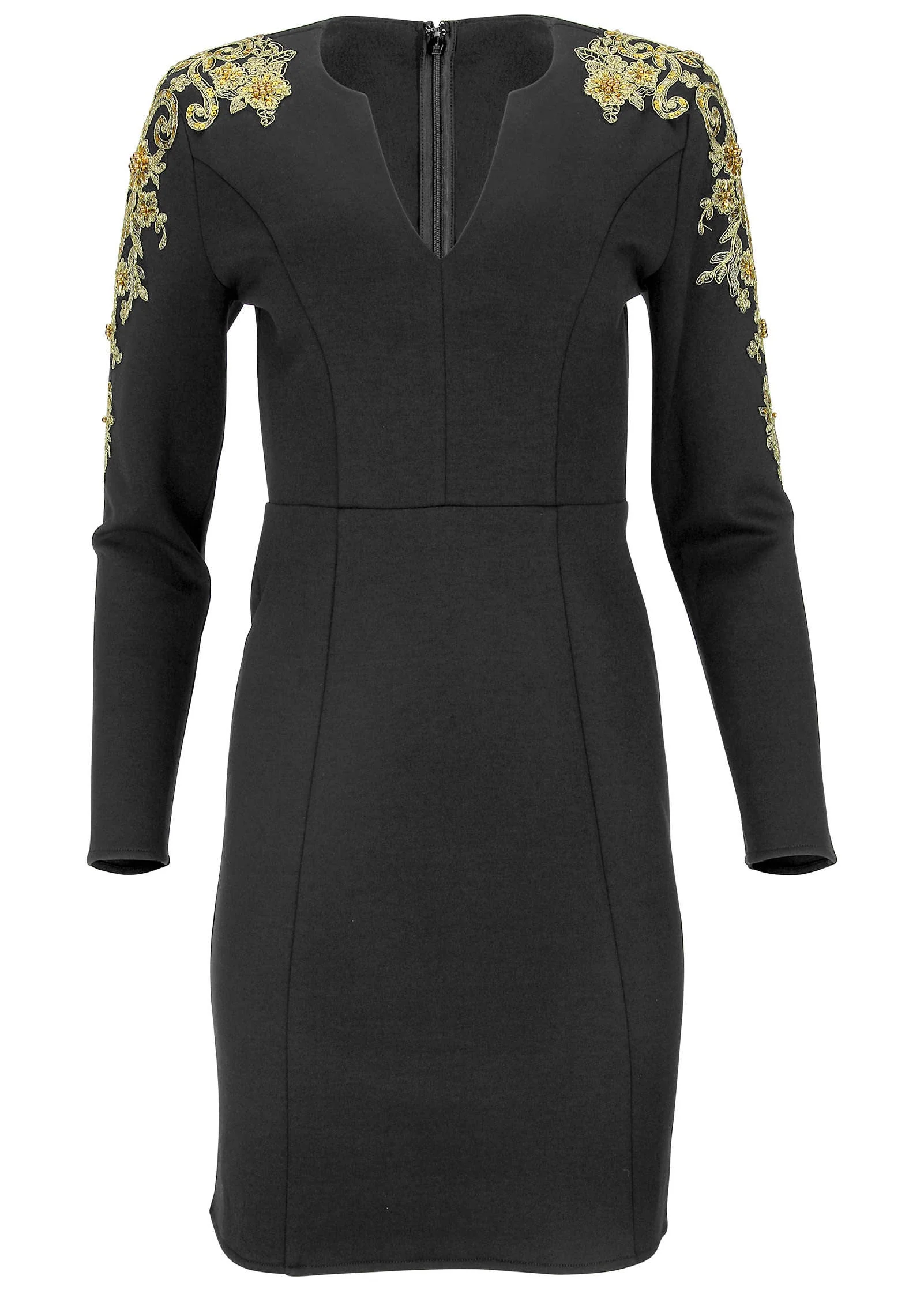 Embellished Scuba Dress - Jet Black - Image 4