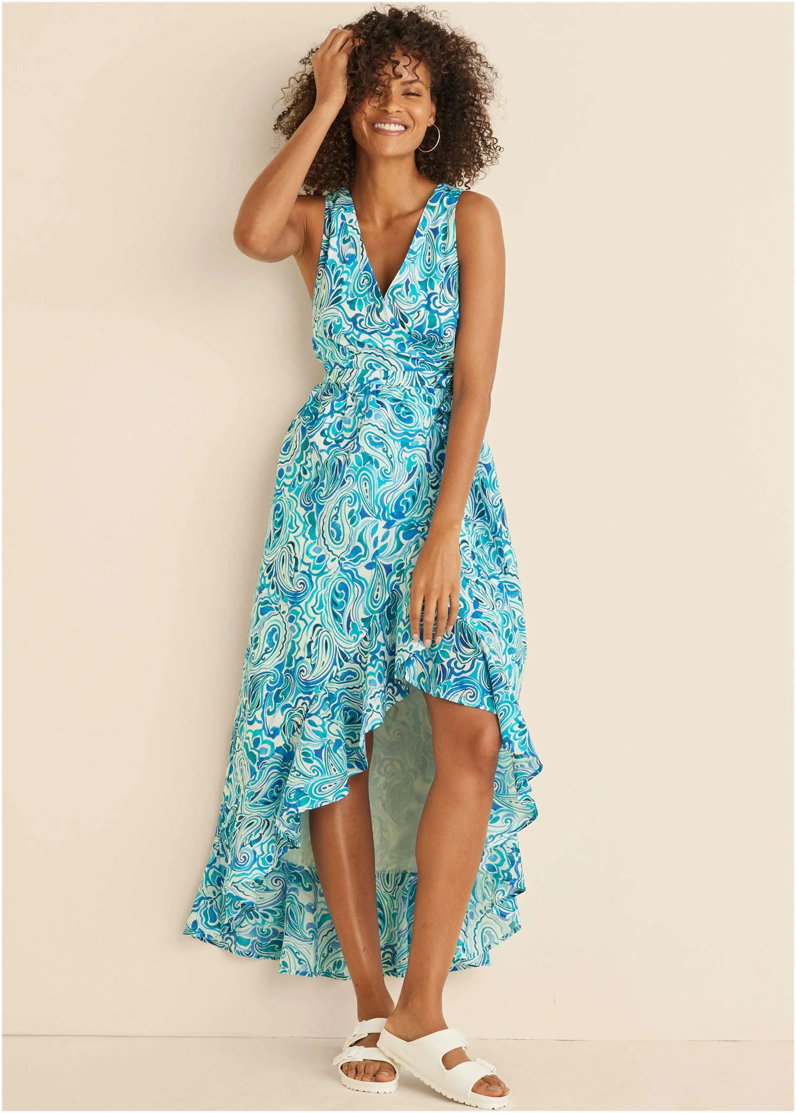 Ruffle High-Low Wrap Dress - Pisces Paisley - Image 3