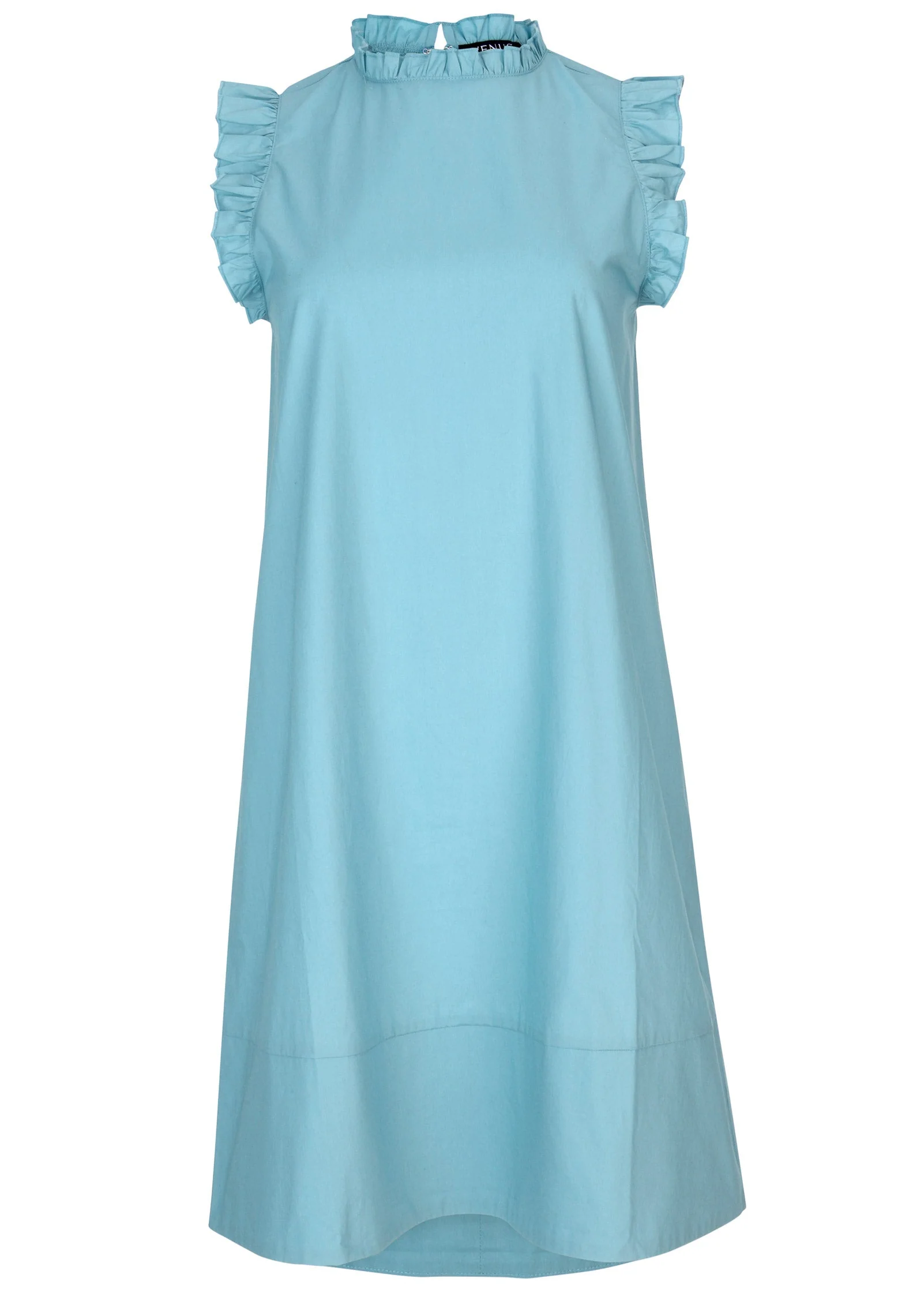 Ruffle Trim Mini Dress - Blue - Image 4