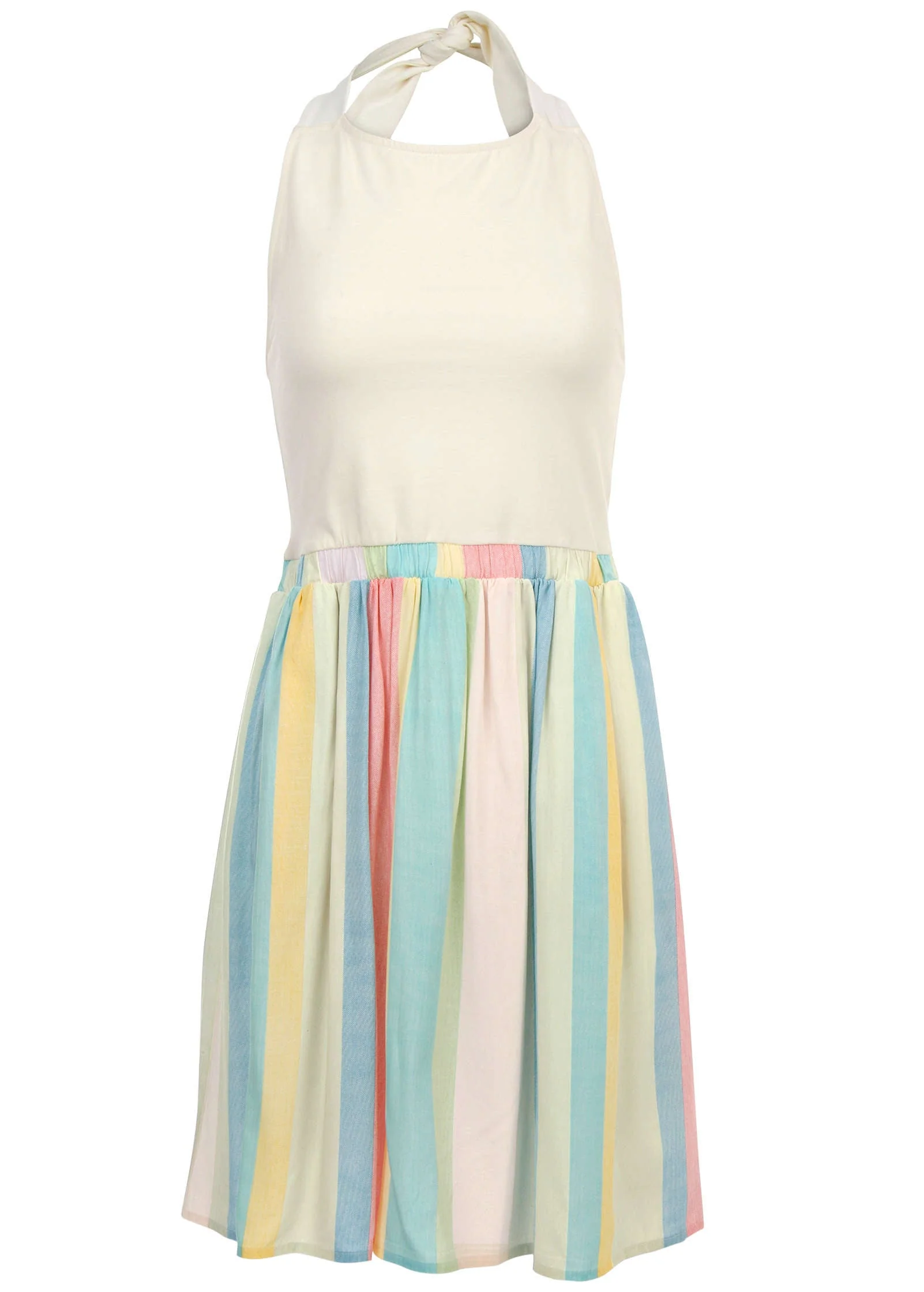 Stripe Halter Mini Dress - Boardwalk Stripe - Image 3