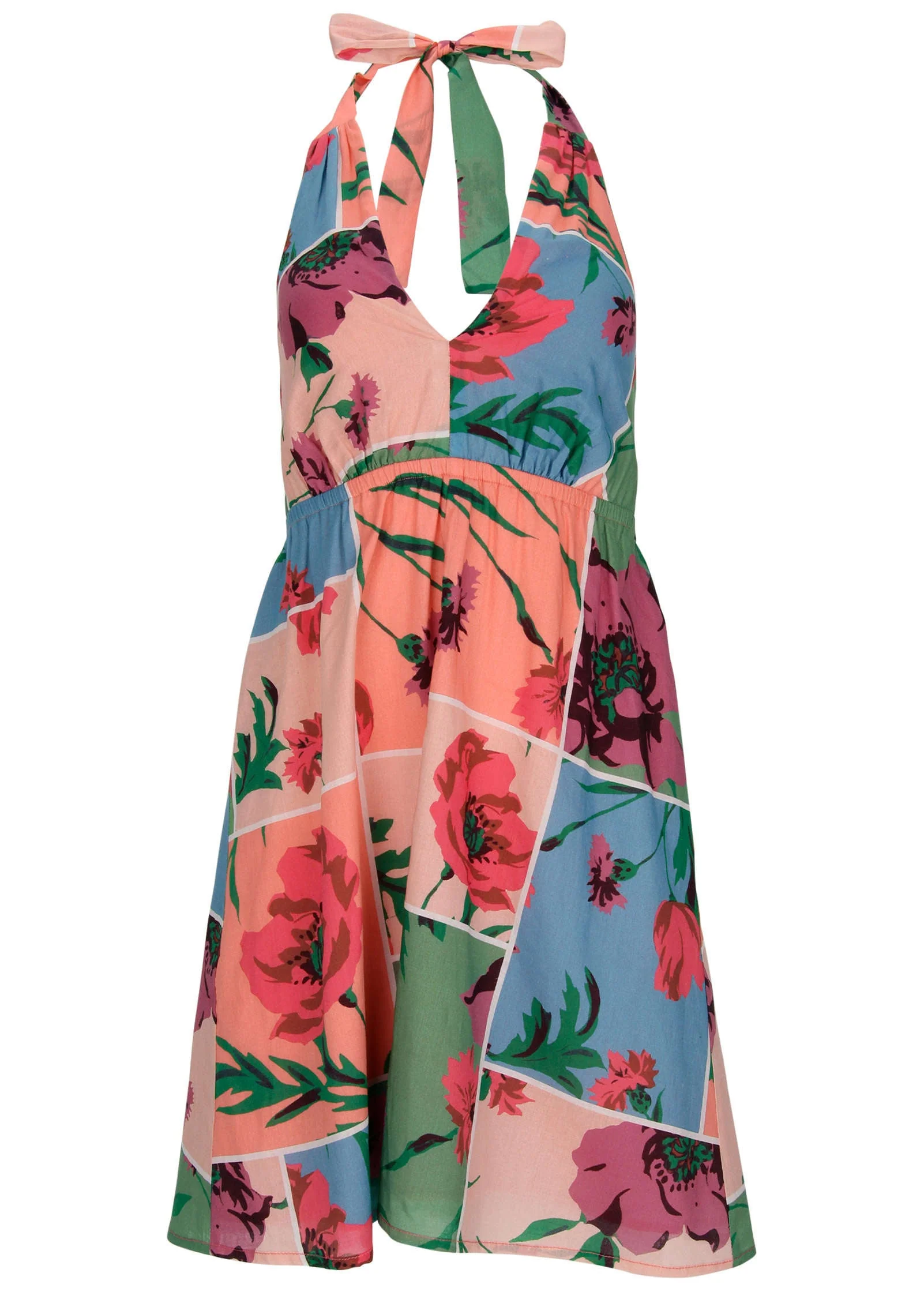 Halter Mini Dress - Patchwork Bouquet - Image 4