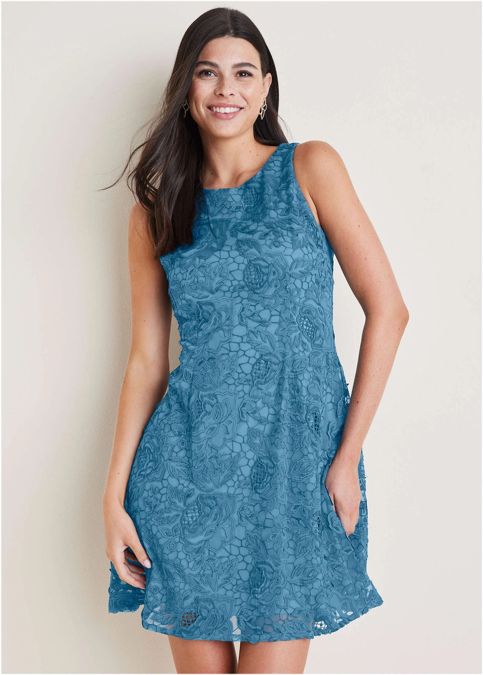 Lace Mini Dress - Niagara - Image 5