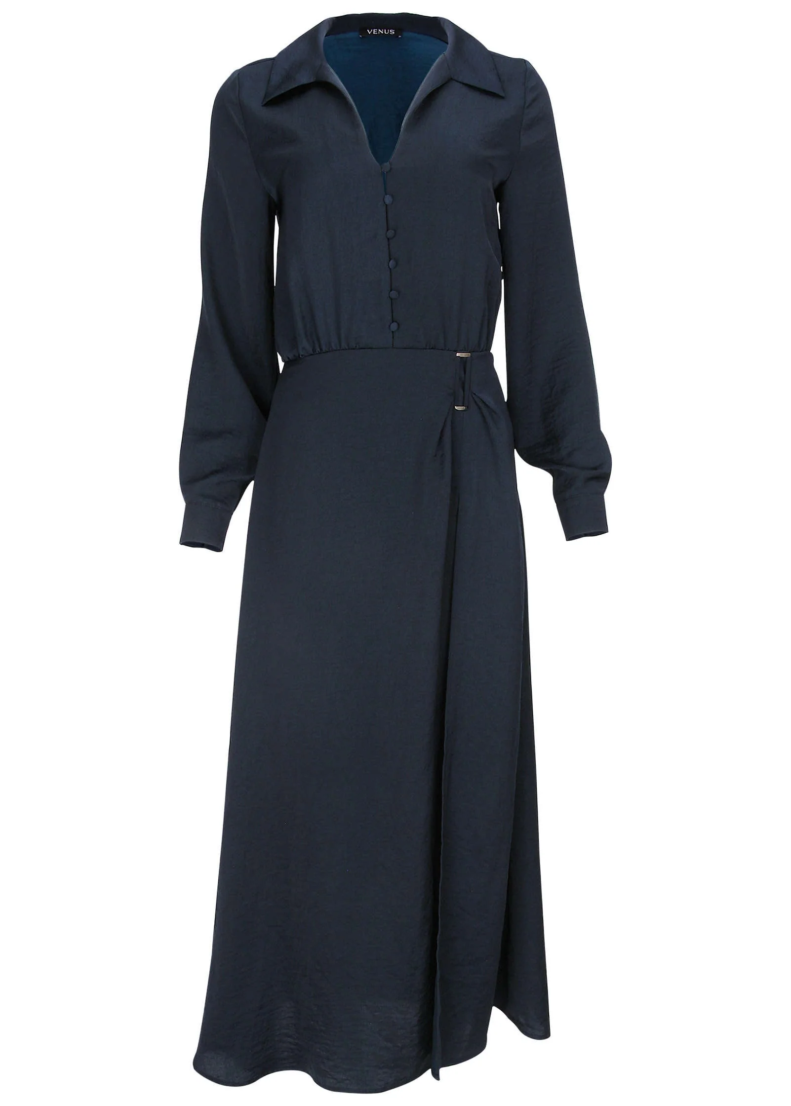 High Slit Maxi Dress - Navy - Image 4