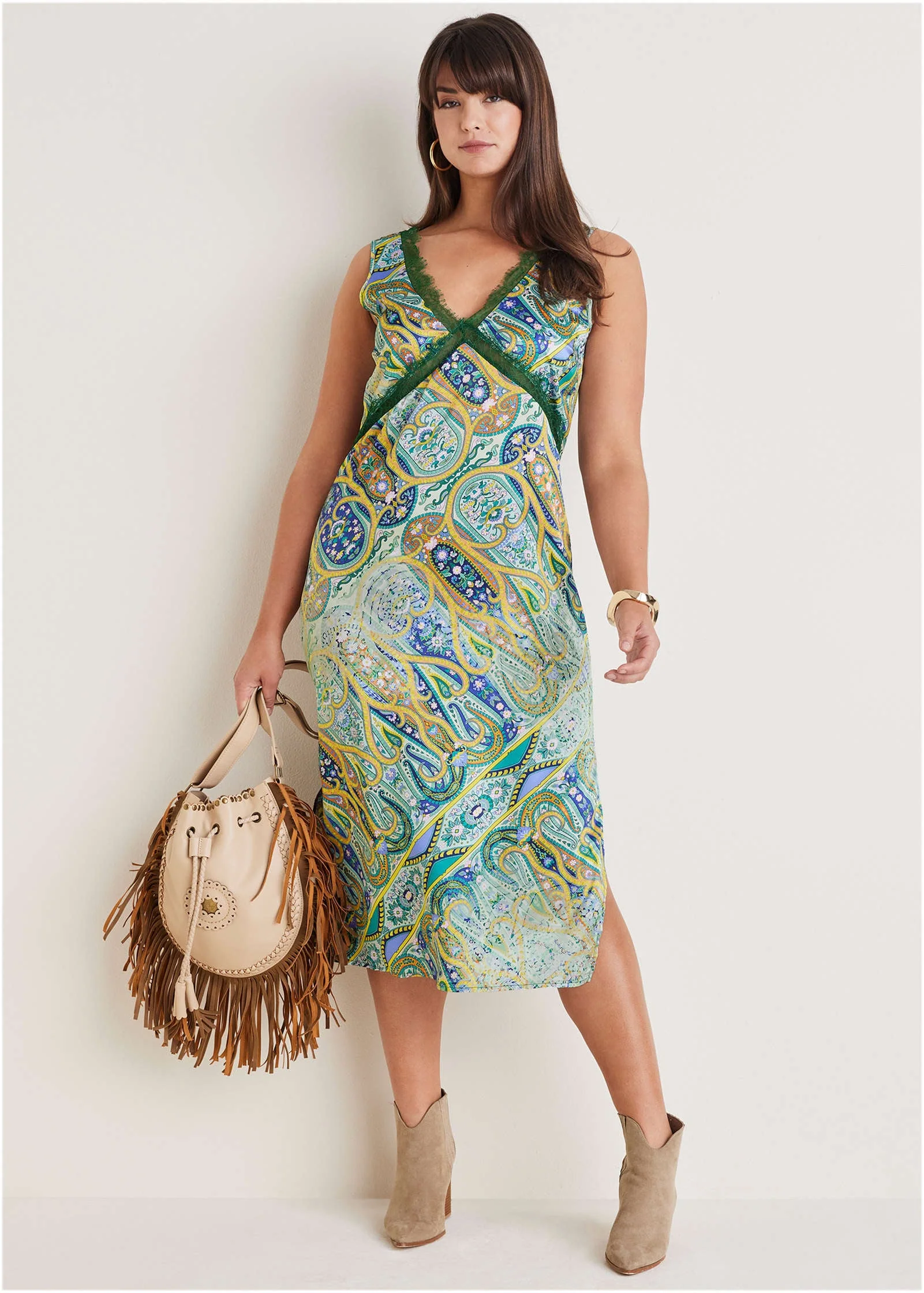 Lace Trim Midi Dress - Ethereal Paisley - Image 4
