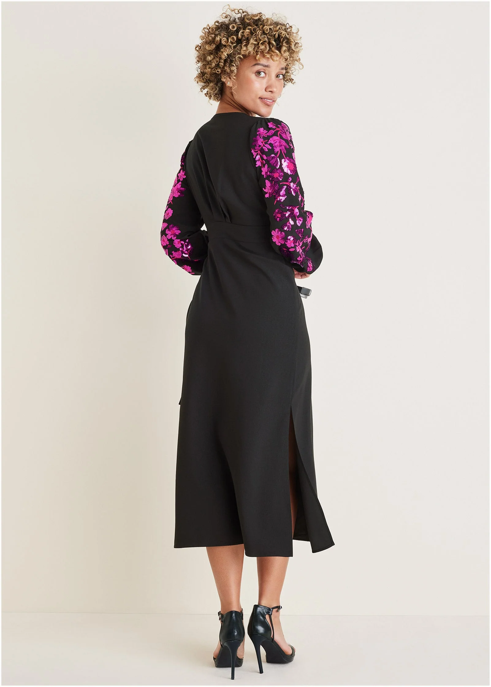Floral Sequin Maxi Dress - Black Multi - Image 2
