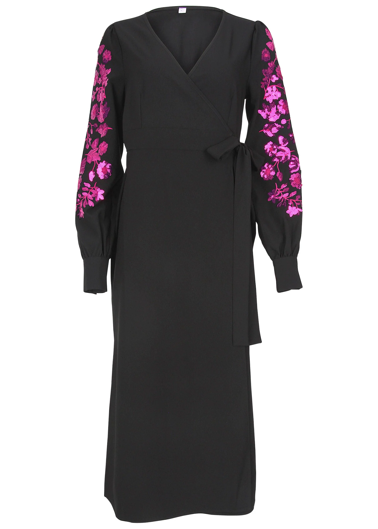 Floral Sequin Maxi Dress - Black Multi - Image 4