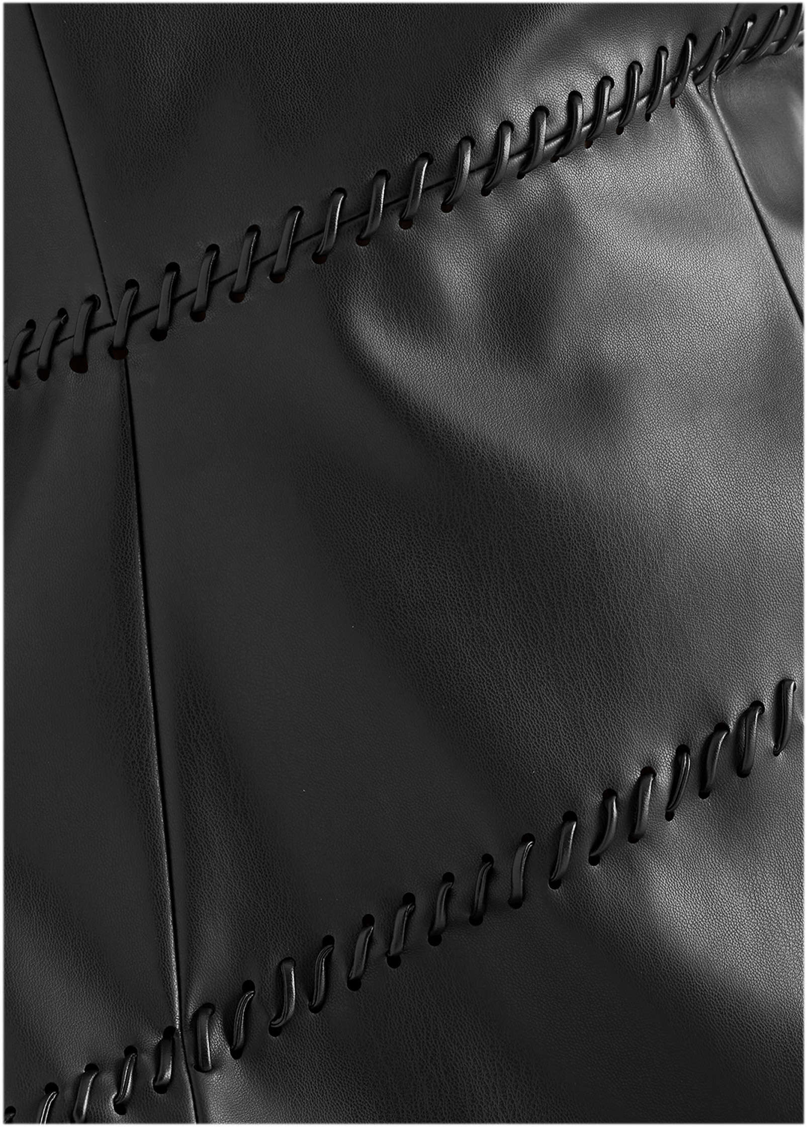 Faux Leather Mini Dress - Jet Black - Image 3