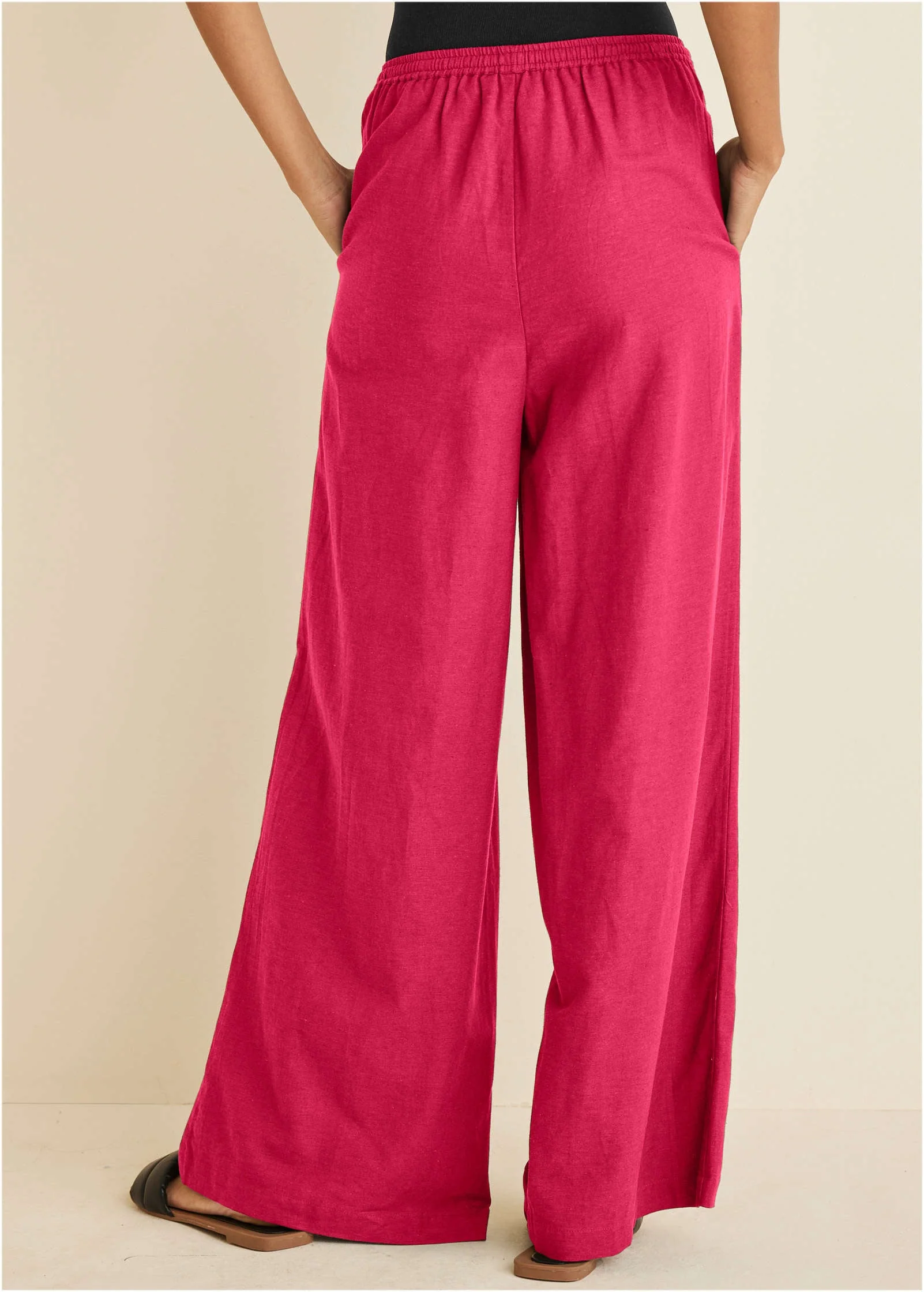 Linen Wide Leg Pant - Azalea - Image 3