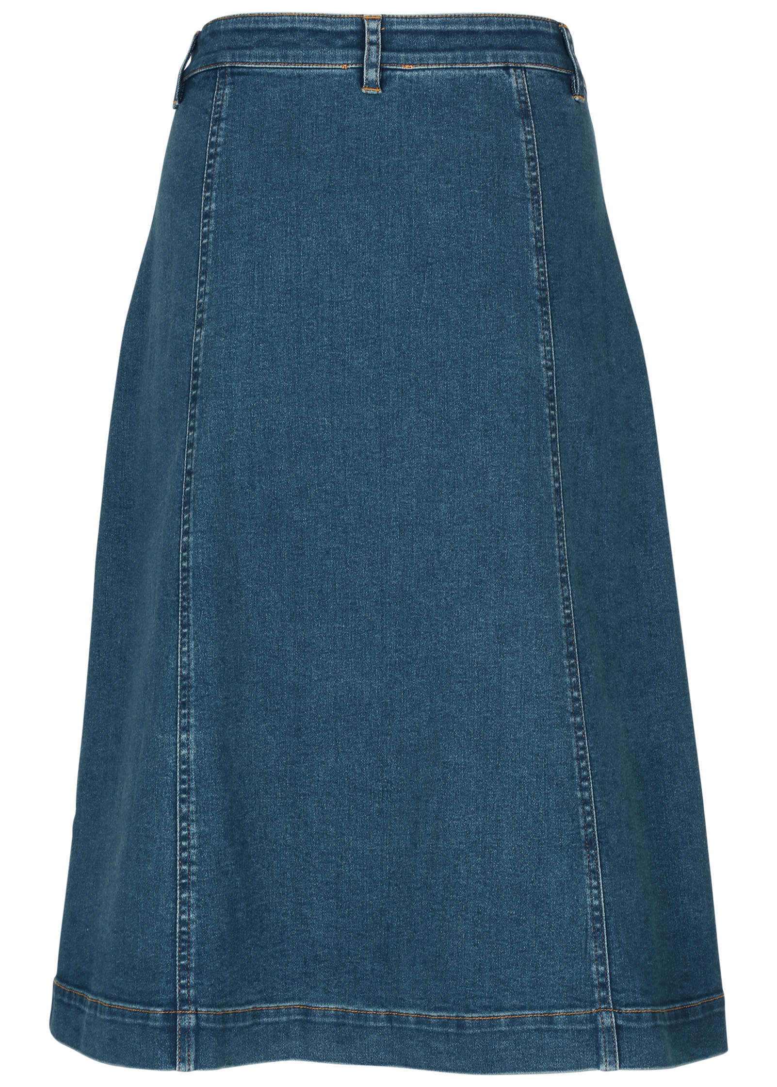 Wavy Denim Midi Skirt - Medium Wash - Image 3
