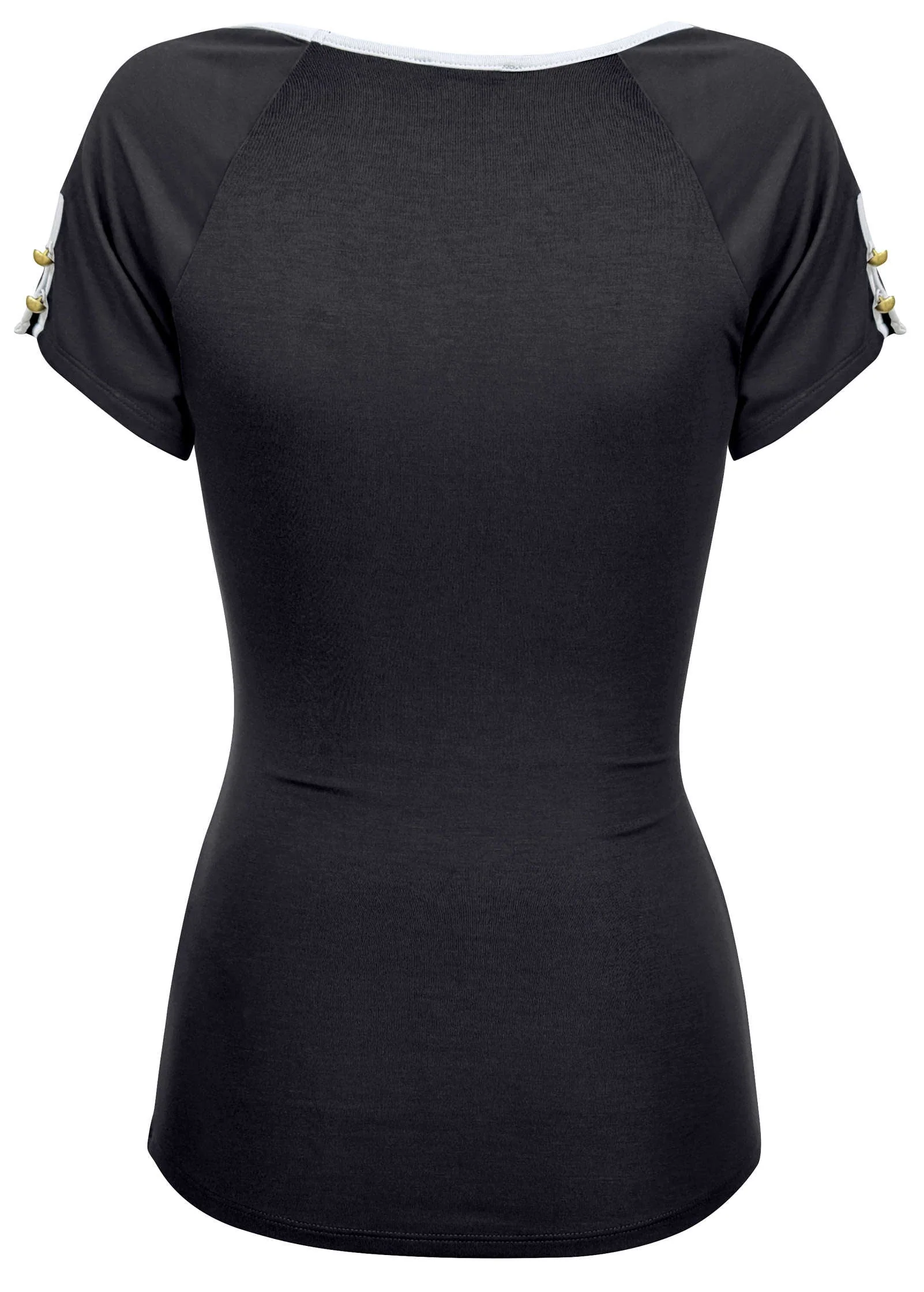 Button Detail Short Sleeve - Jet Black - Image 2