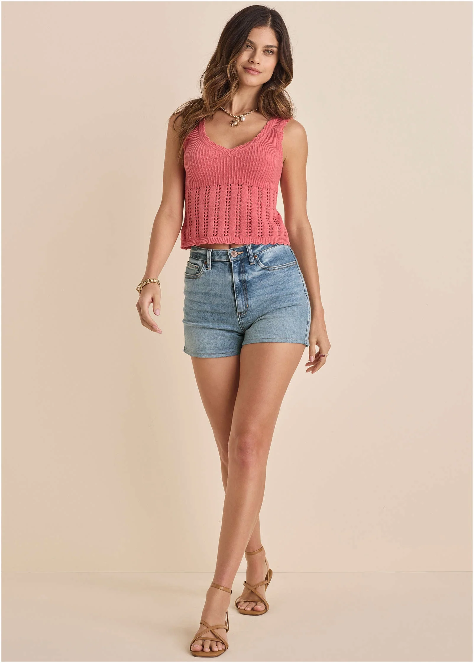 Pointelle Tank - Paradise Pink - Image 2