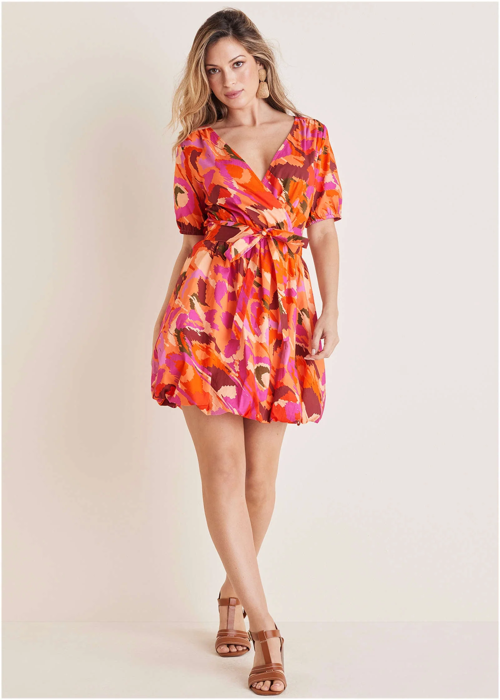 Bubble Hem Mini Dress - Soft Ikat - Image 2