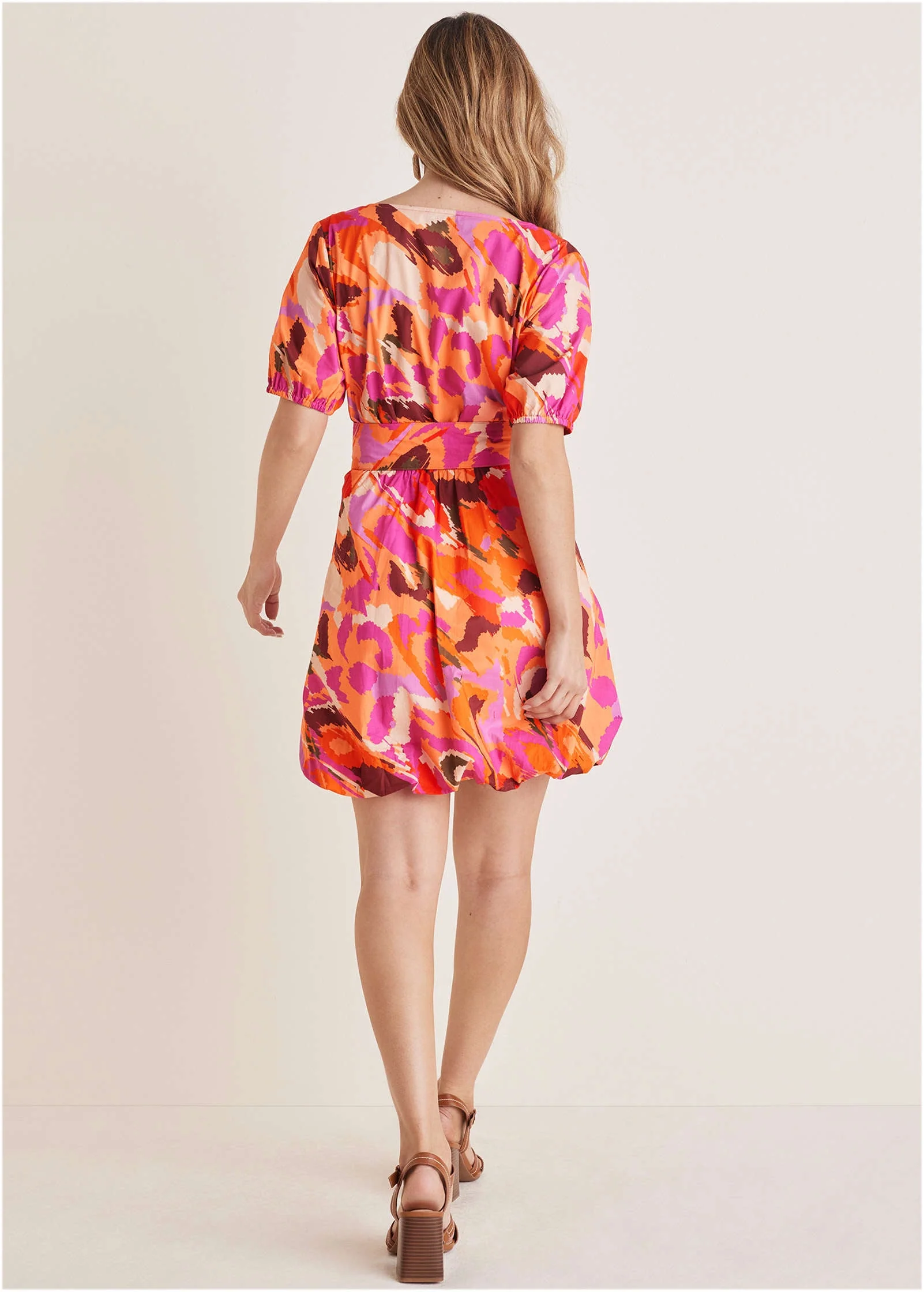 Bubble Hem Mini Dress - Soft Ikat - Image 3