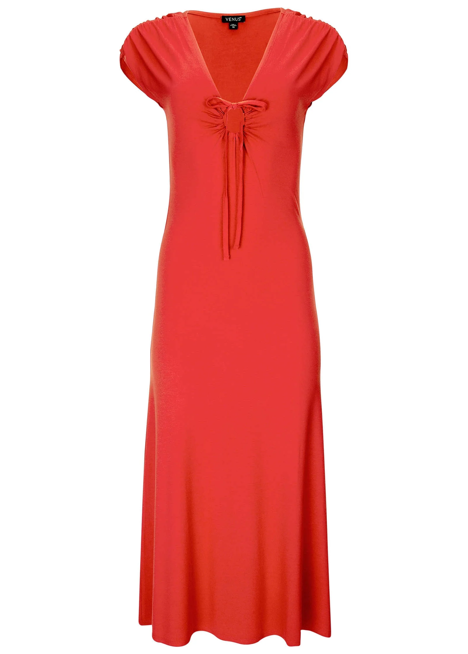 Tie Detail Maxi Dress - Rococco Red - Image 4