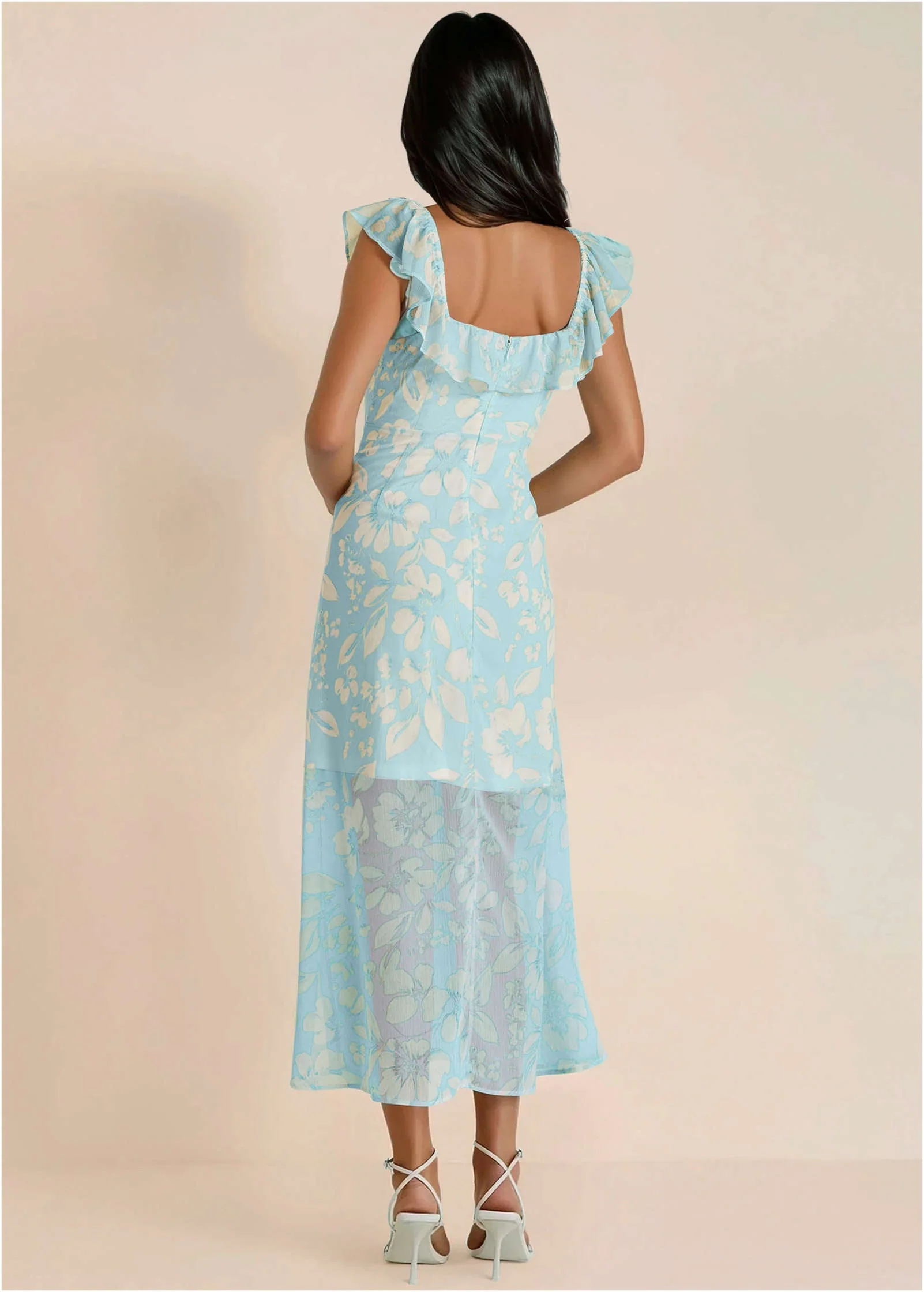 Ruffle Detail Maxi Dress - Dancing Whimsy Floral - Image 2