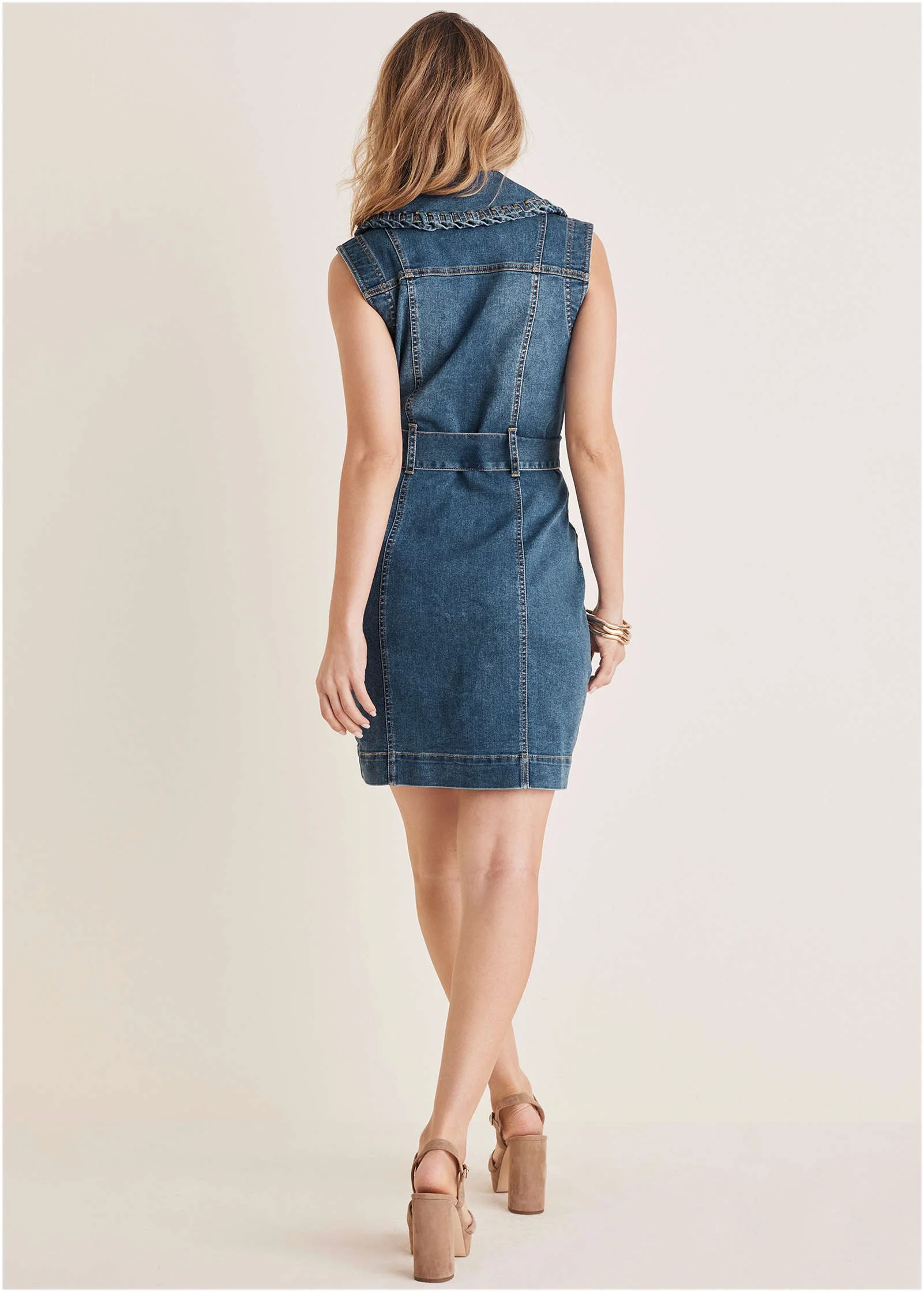 Whip Stitch Denim Mini - Medium Wash - Image 3