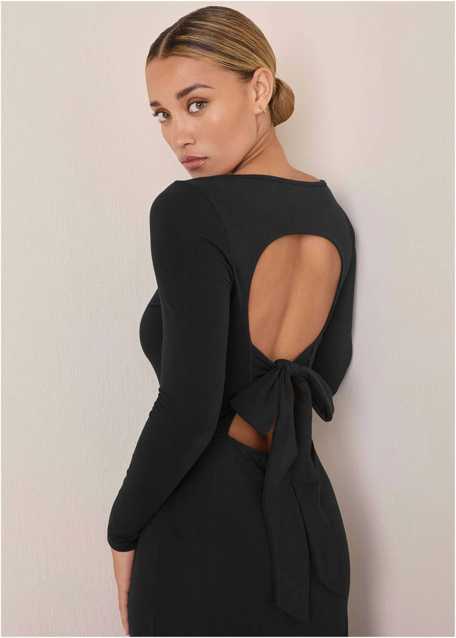Open Back Maxi Dress - Jet Black