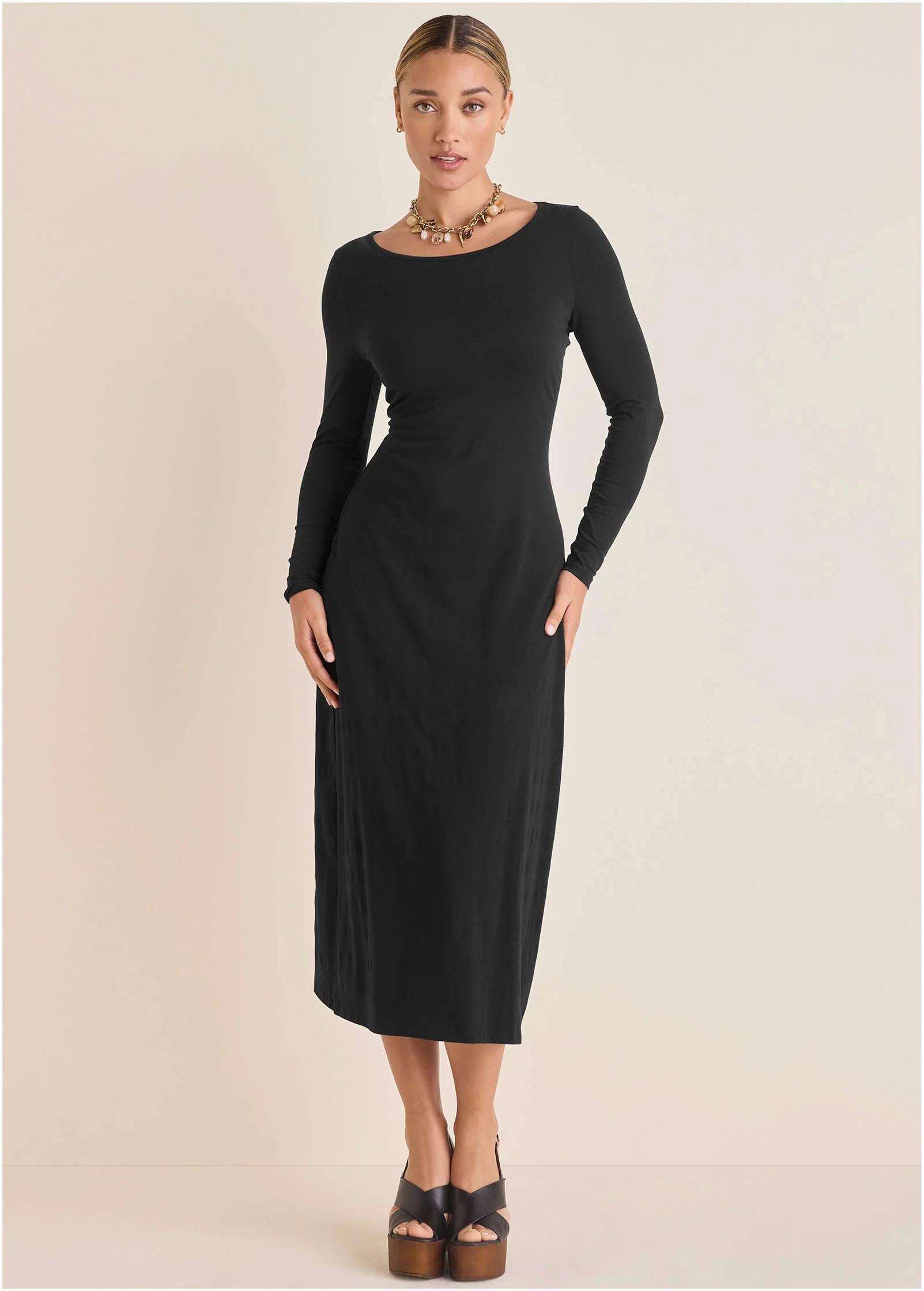 Open Back Maxi Dress - Jet Black - Image 2
