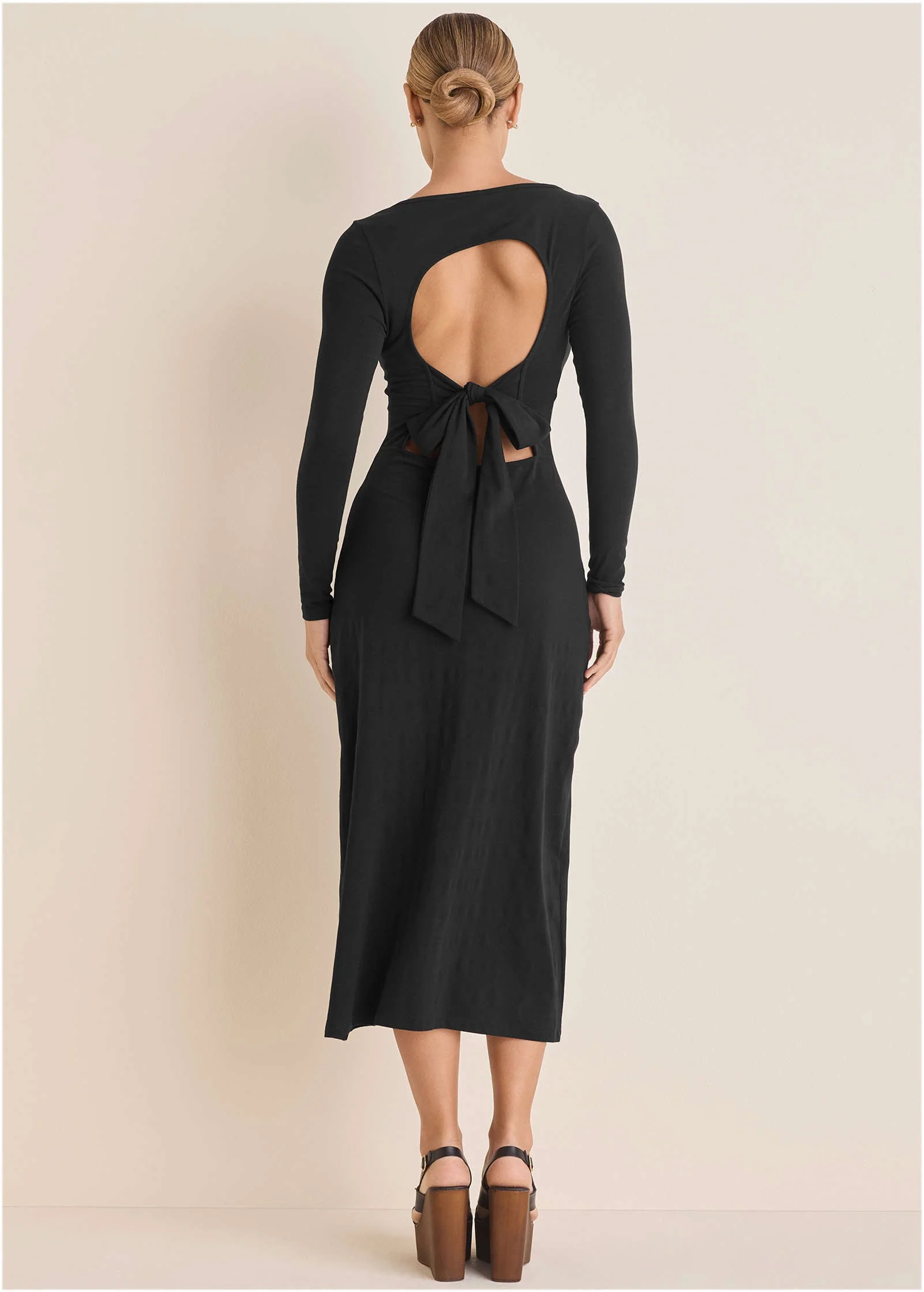 Open Back Maxi Dress - Jet Black - Image 3