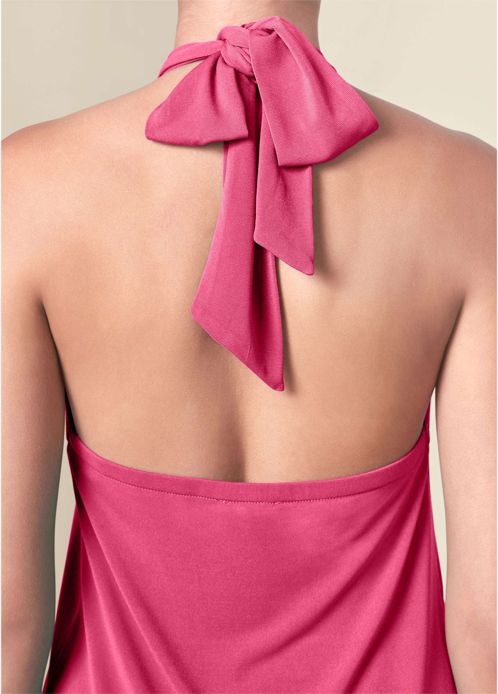 Halter Tie Dress - Hot Pink - Image 4