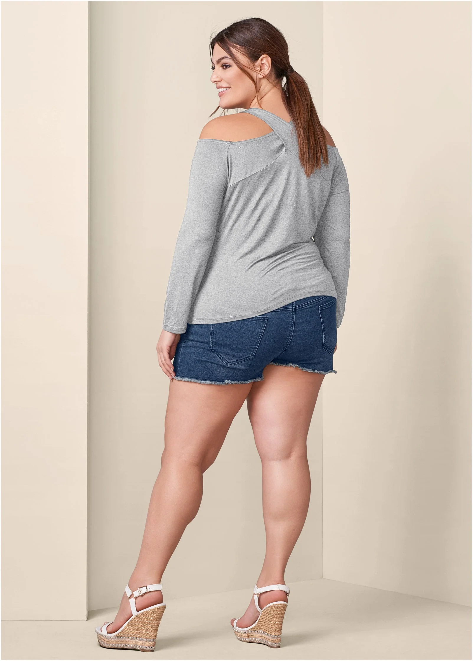 Crisscross Neck Top - Heather Grey - Image 10