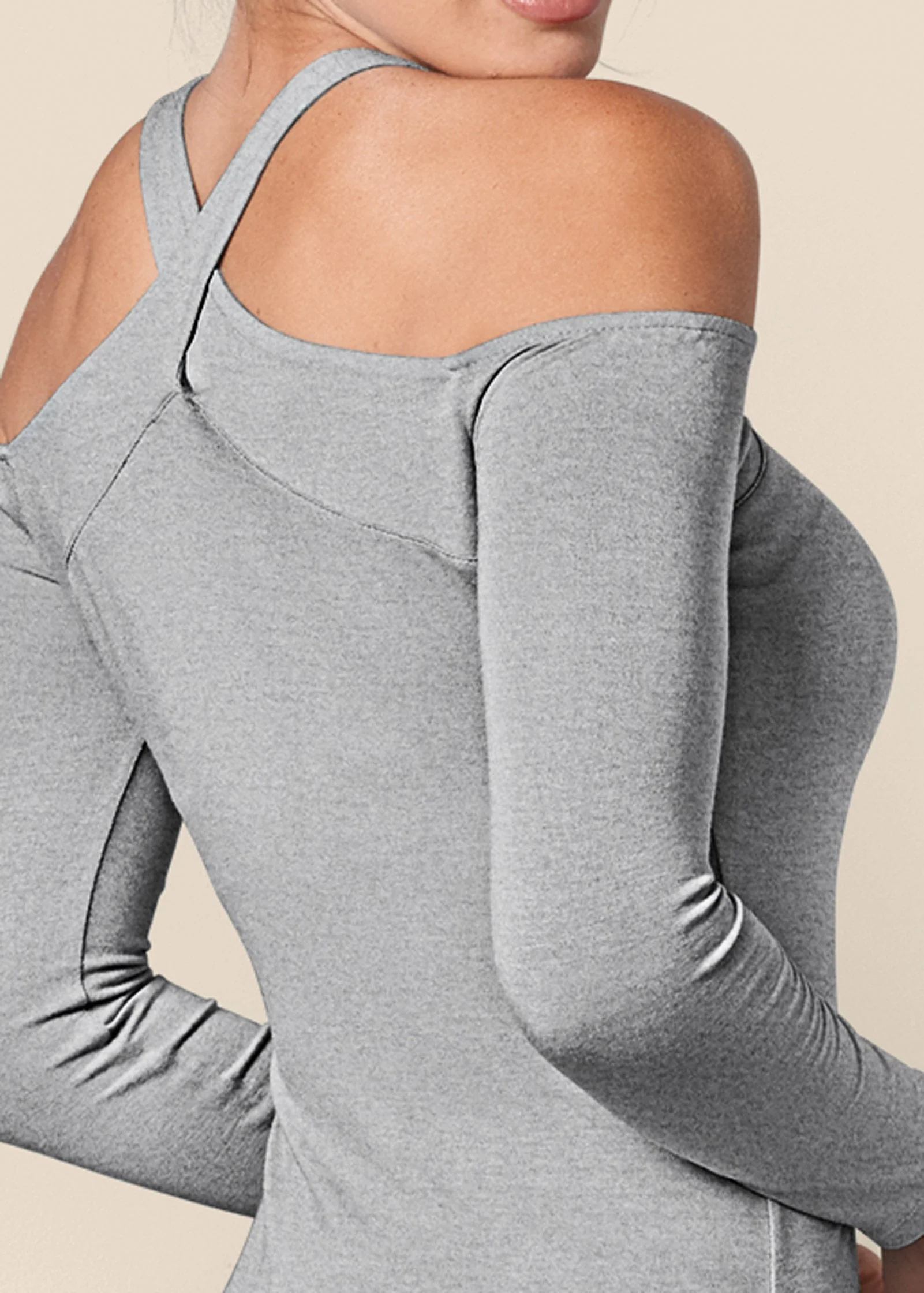 Crisscross Neck Top - Heather Grey - Image 5