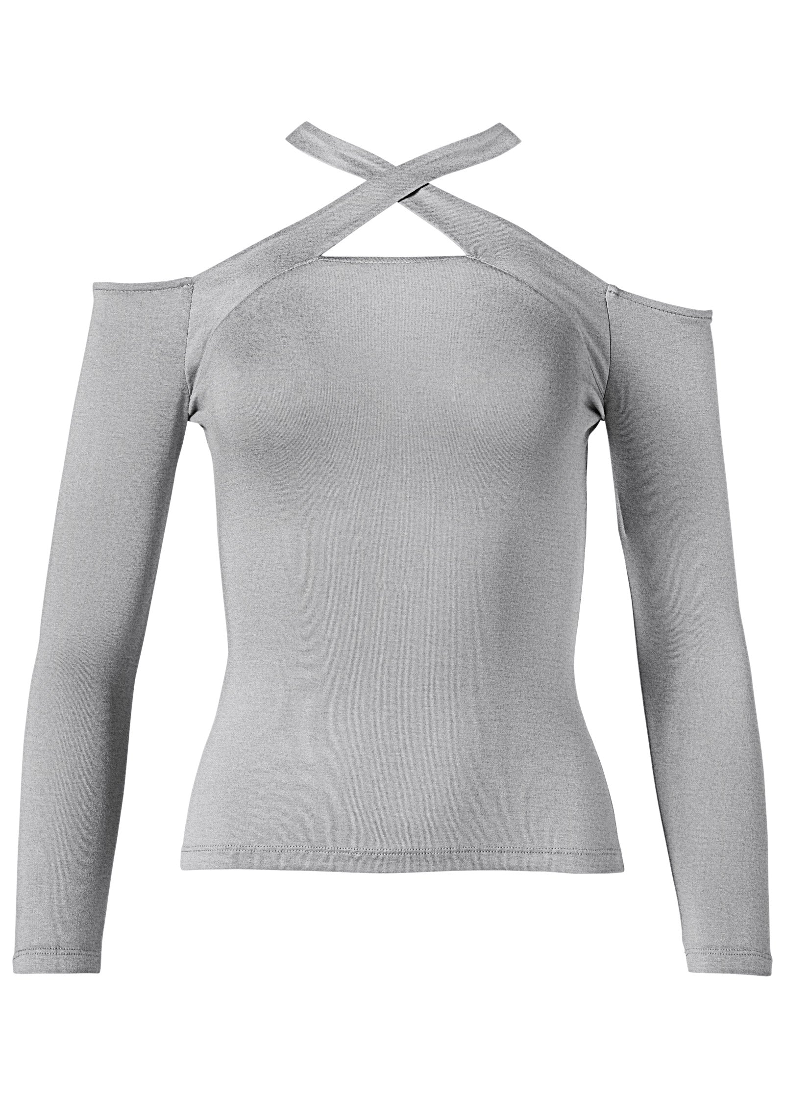 Crisscross Neck Top - Heather Grey - Image 6