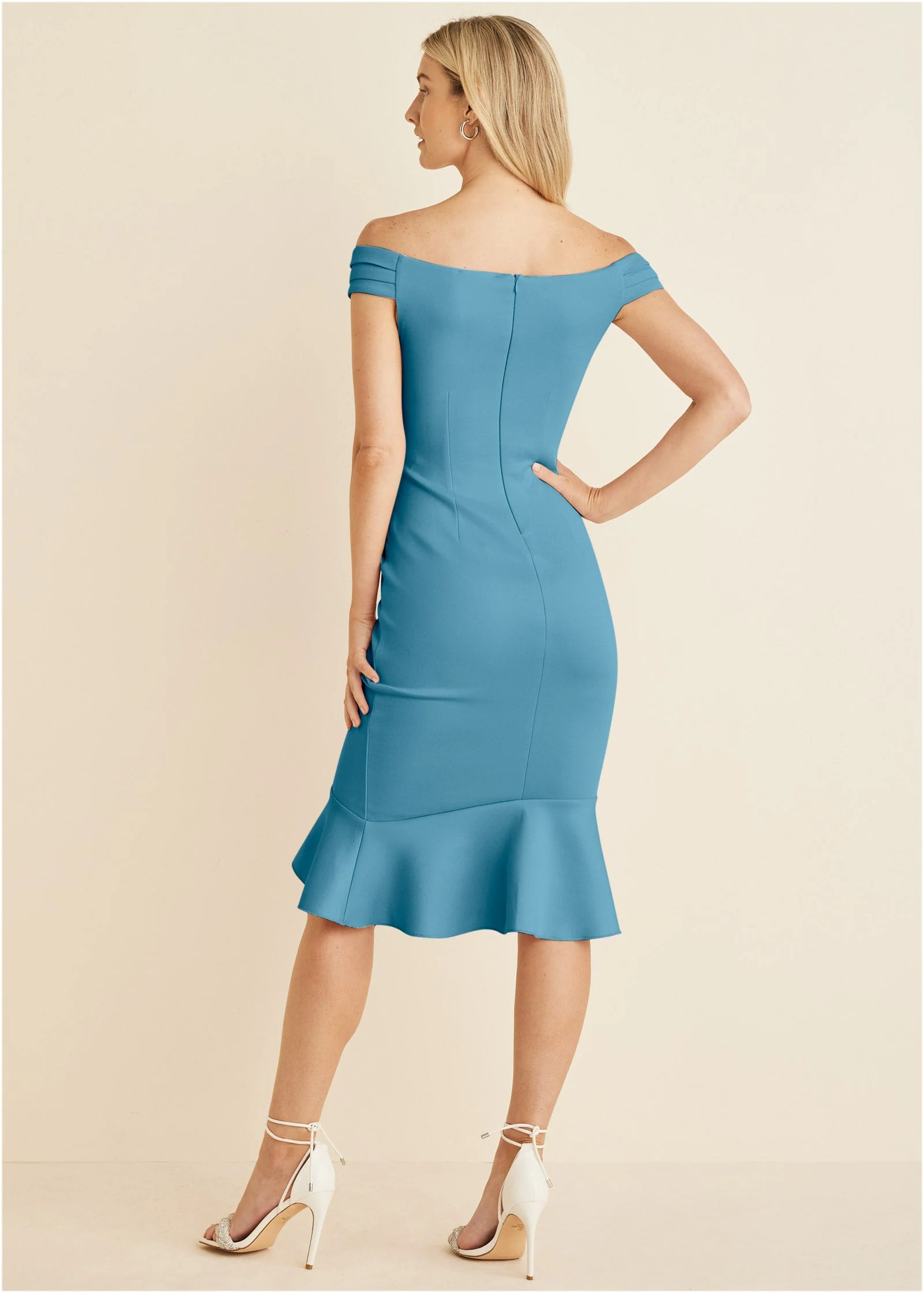 Ruffle Detail Dress - Blue - Image 3