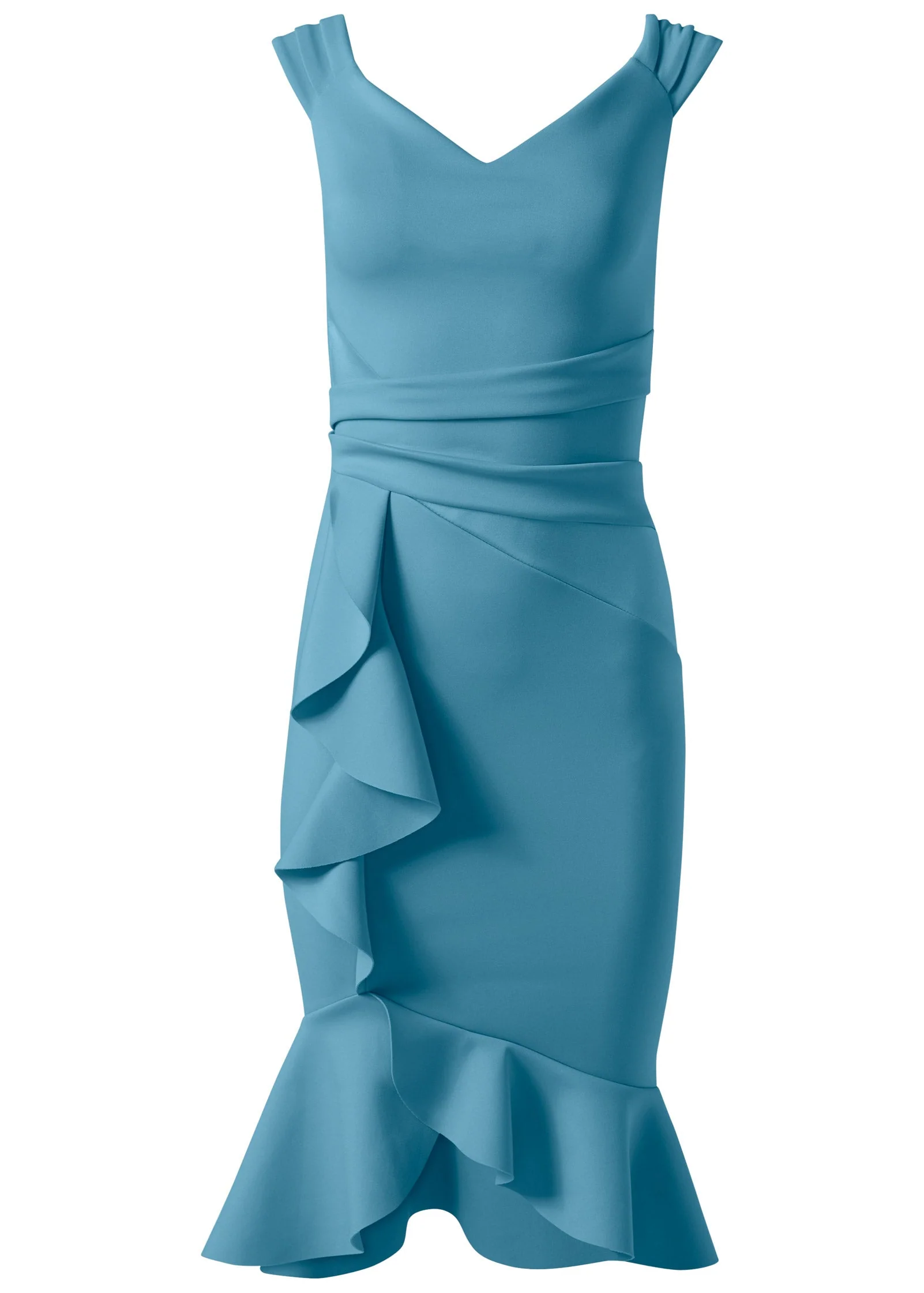 Ruffle Detail Dress - Blue - Image 4